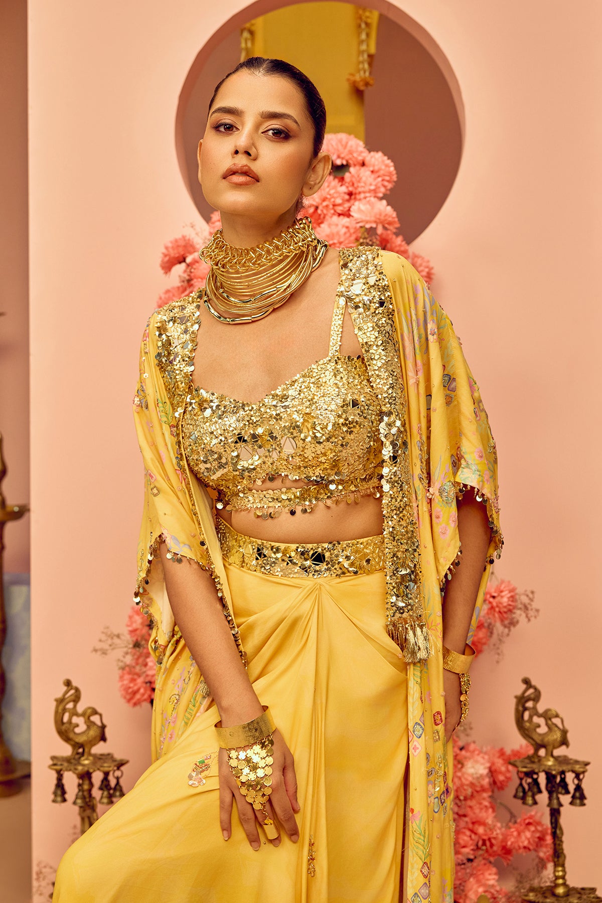 Yellow Drape Saree