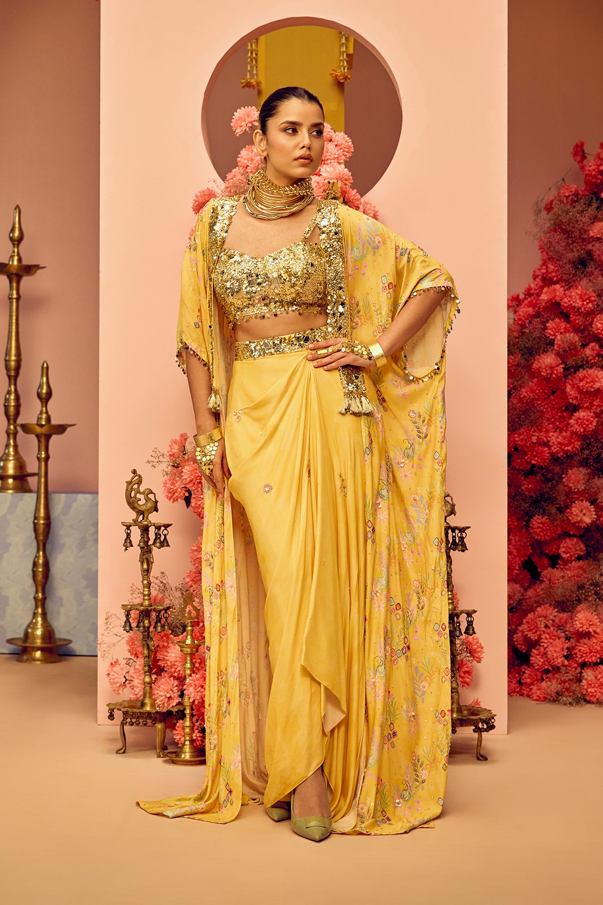 Yellow Drape Saree