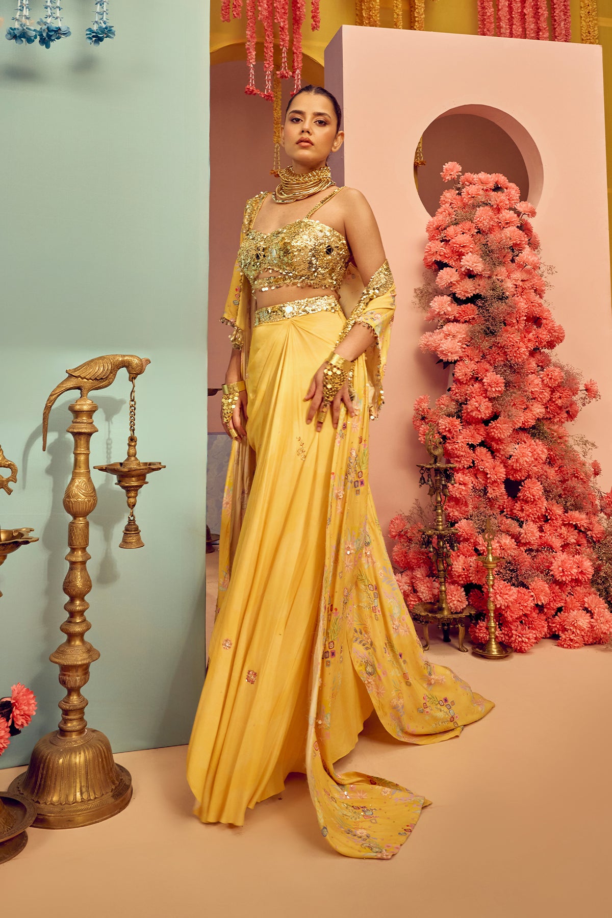 Yellow Drape Saree