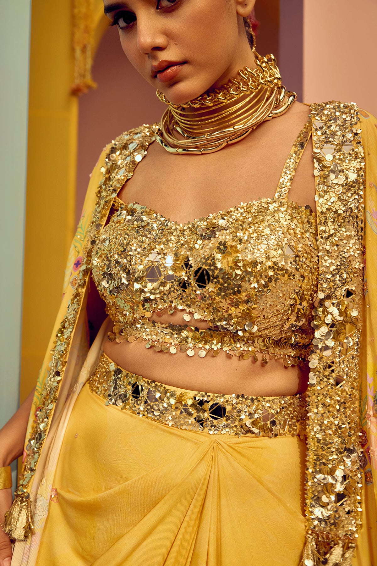 Yellow Drape Saree