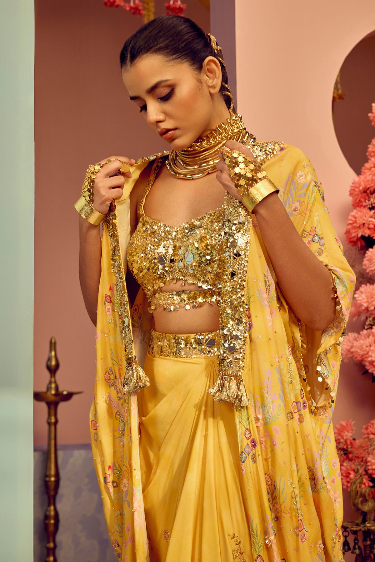 Yellow Drape Saree