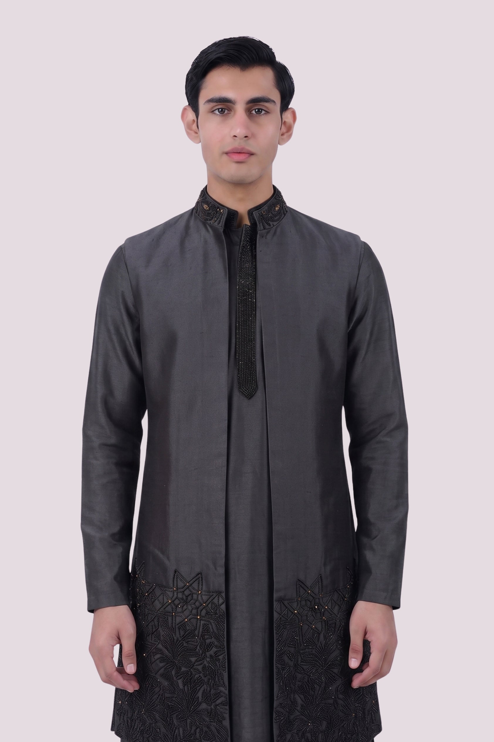 The Slate Noir Hem Sherwani Set