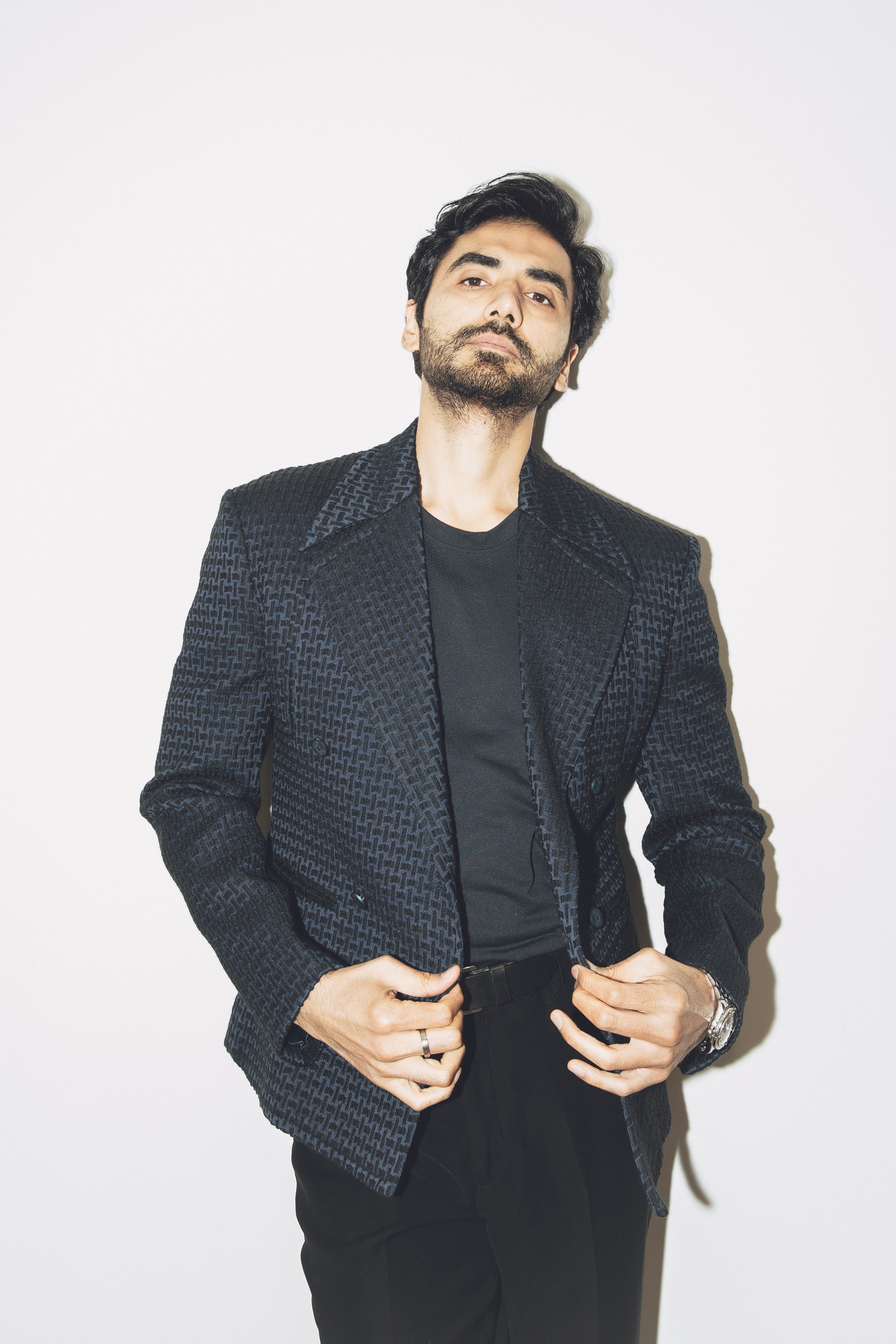 Ishwak Singh in Obsidian Weave Blazer