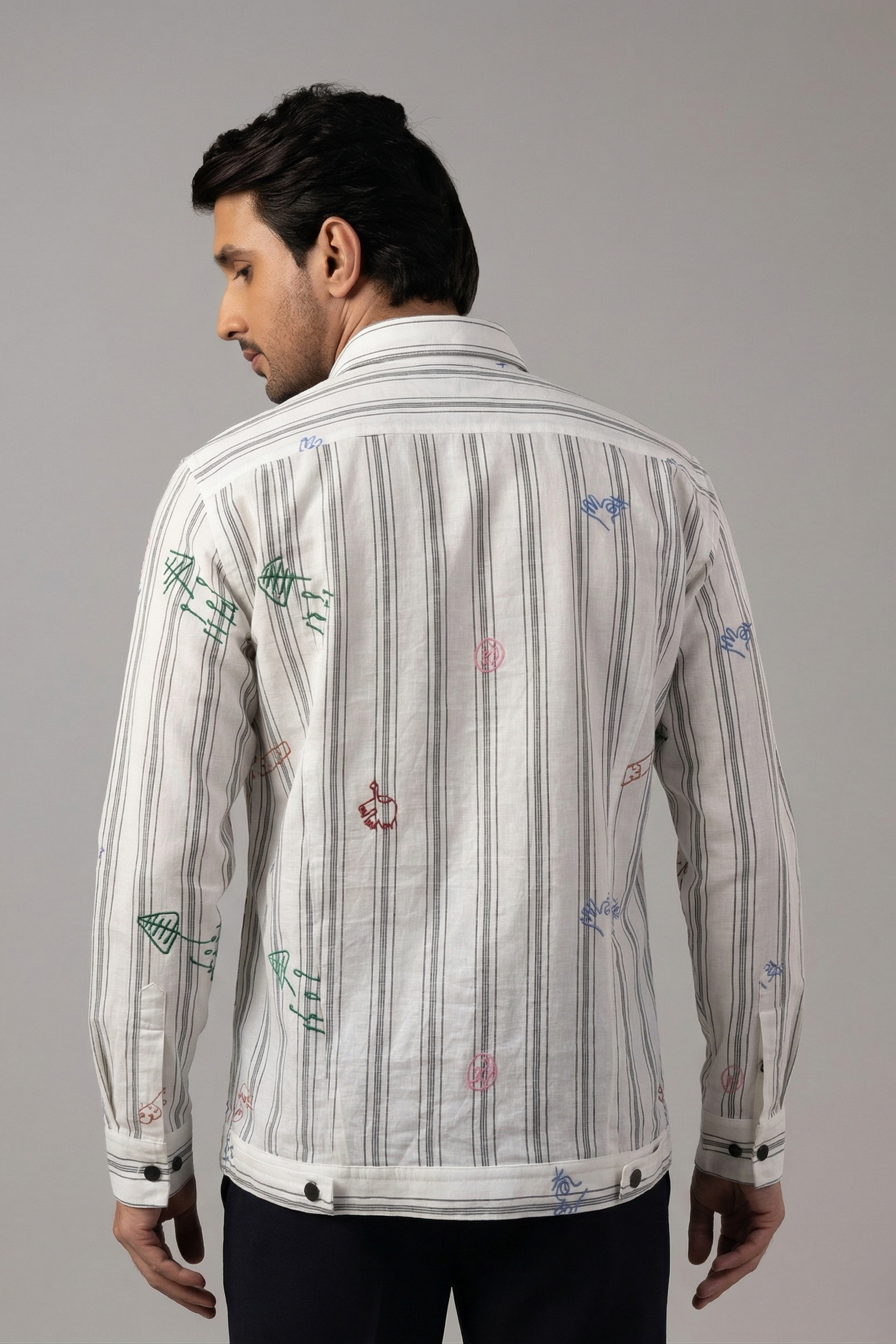 Off-White Stripe Doodle Scatter Embroidered Sacket