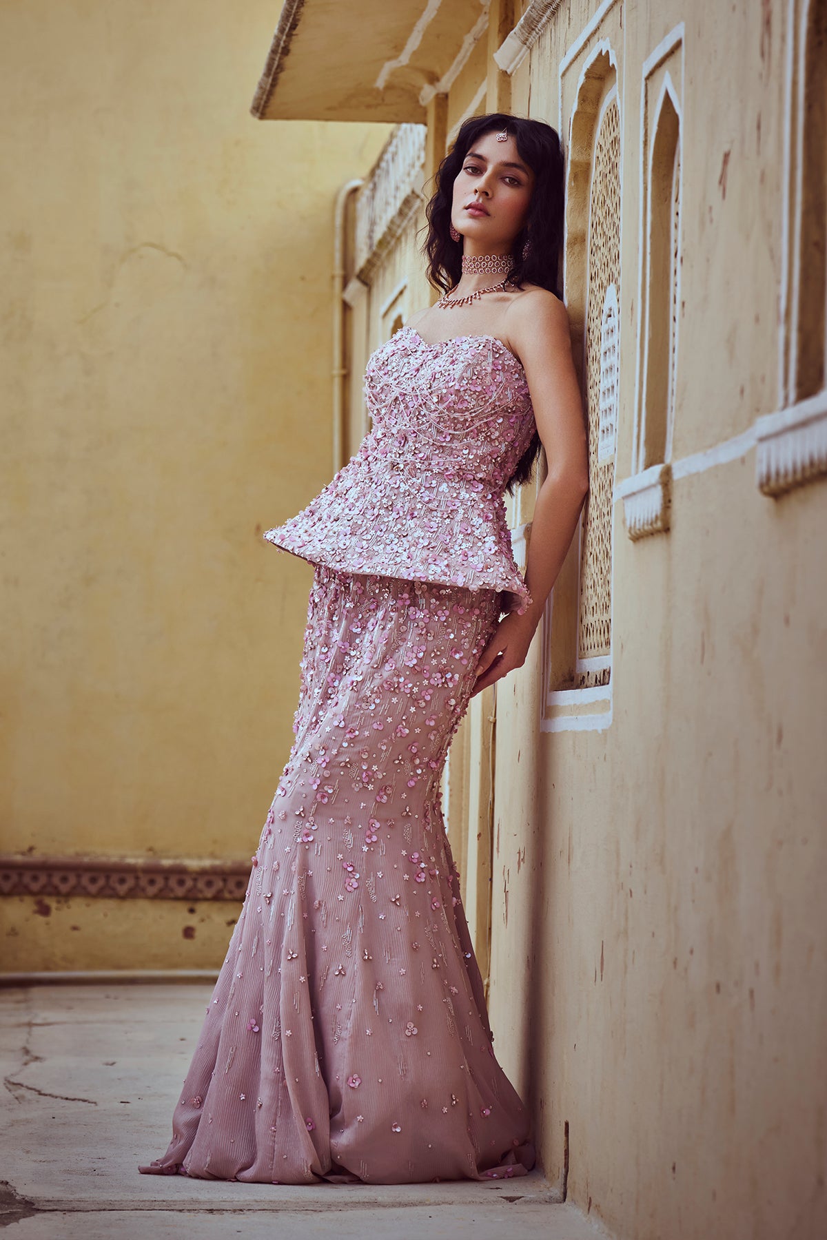 Rose Petal Peplum Gown