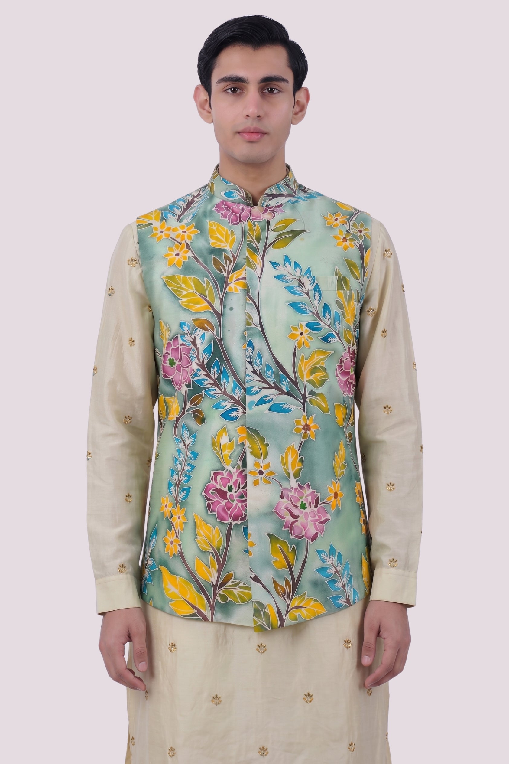 The Teal Hand-Painted Floral Bundi Set