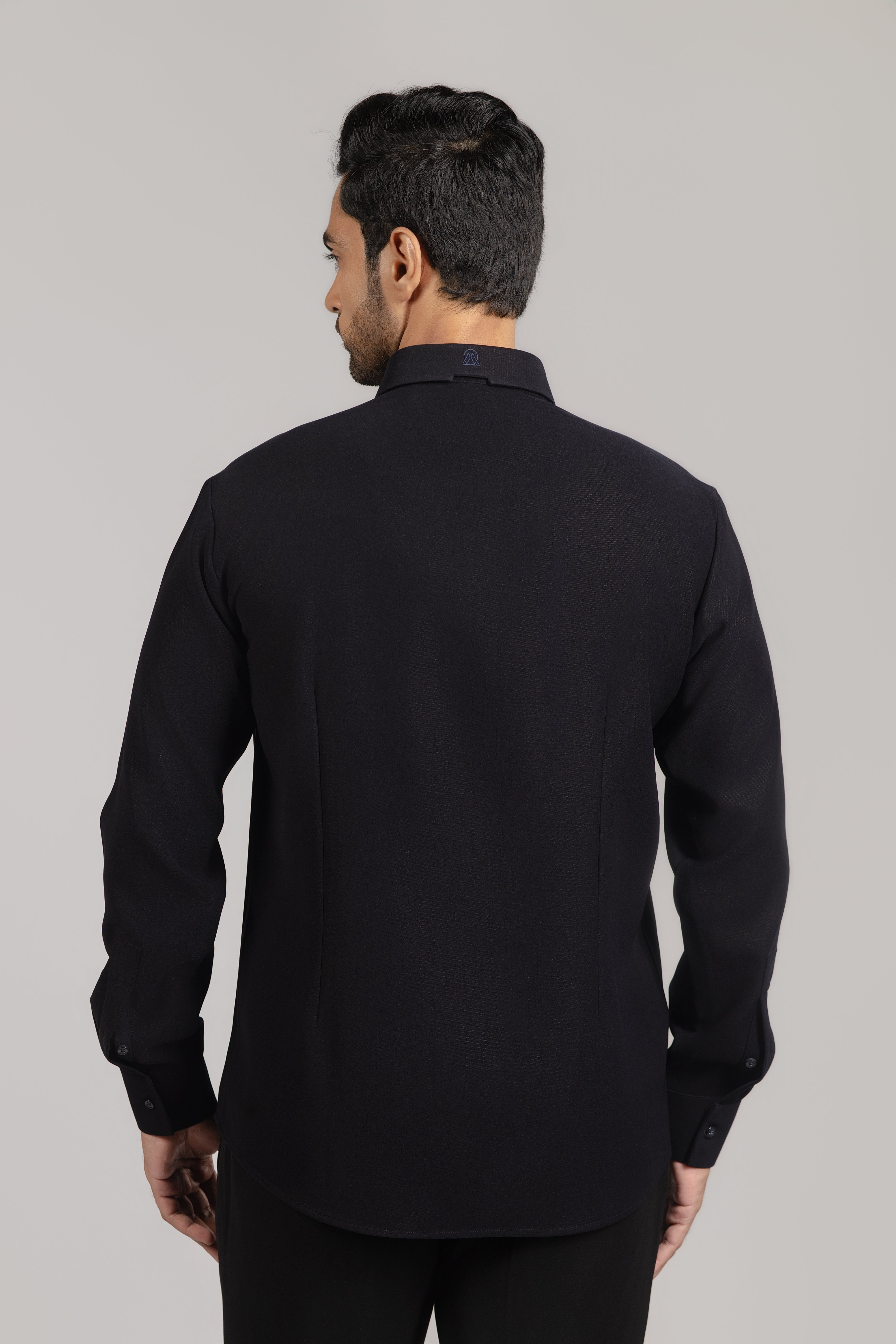 All Black Tonal Dragon Sequin Embroidered Shirt