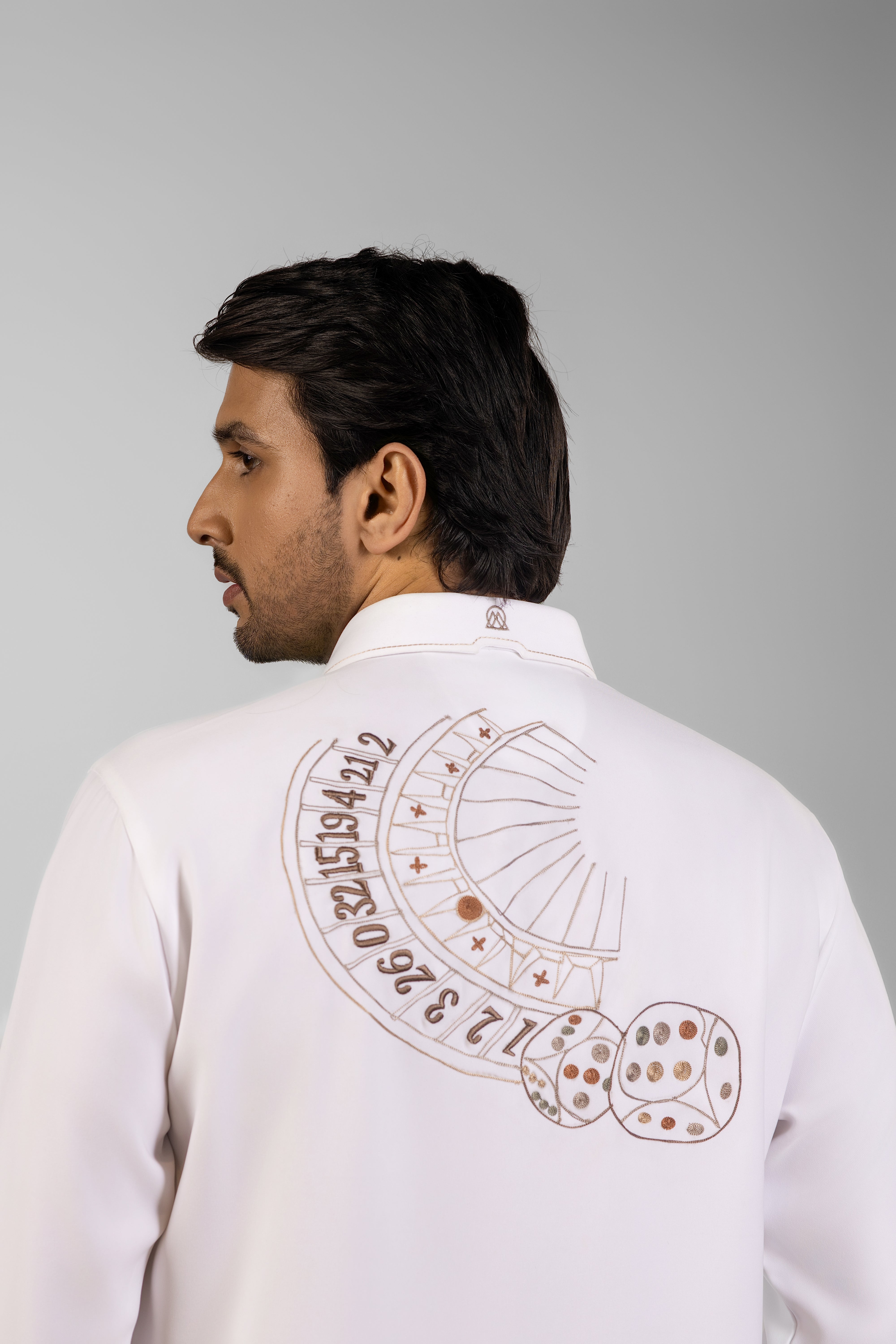 All In — The Casino Embroidered White Shirt