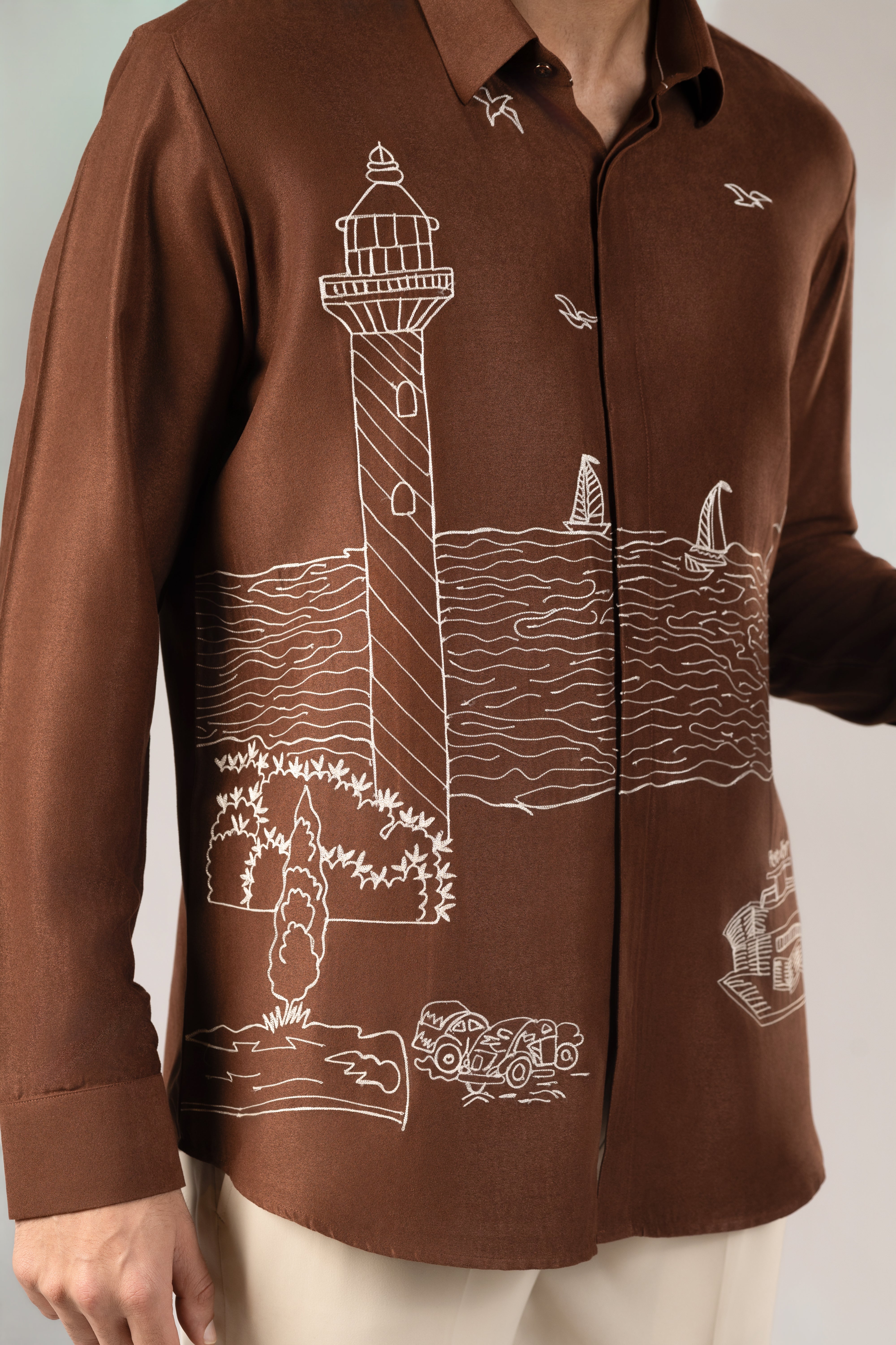 The Harbour Chronicle — Illustrated Embroidery Shirt
