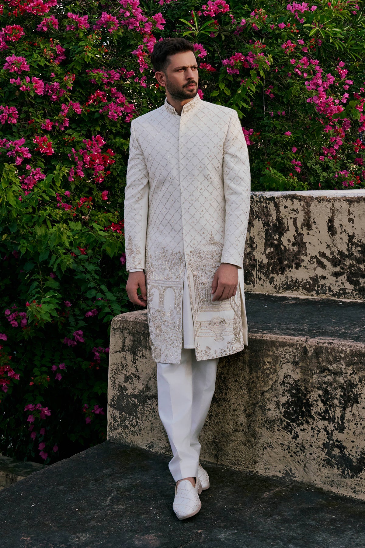 The Pristine Monarch an Embroidered Sherwani Set
