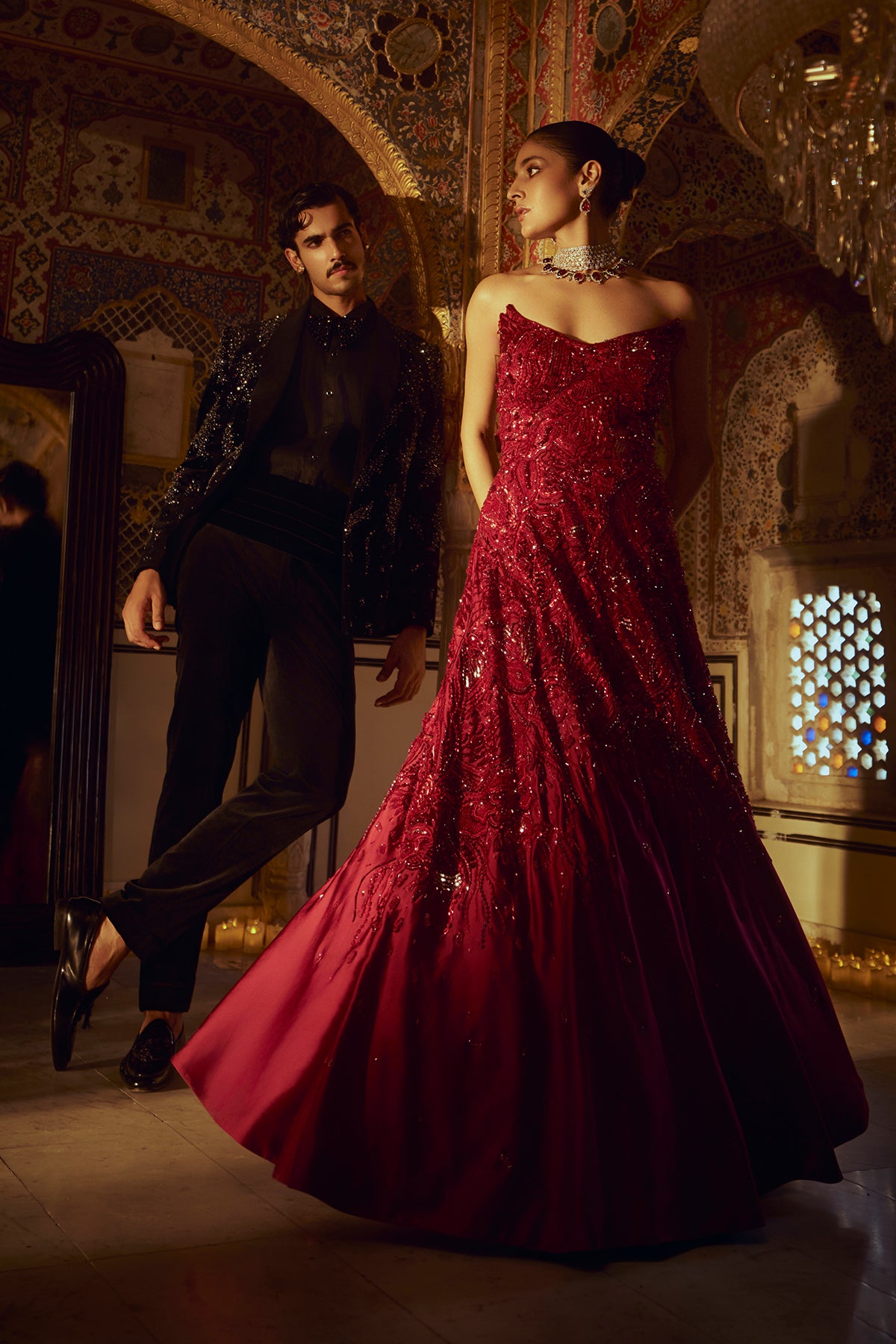 Garnet Glaze Strapless Gown