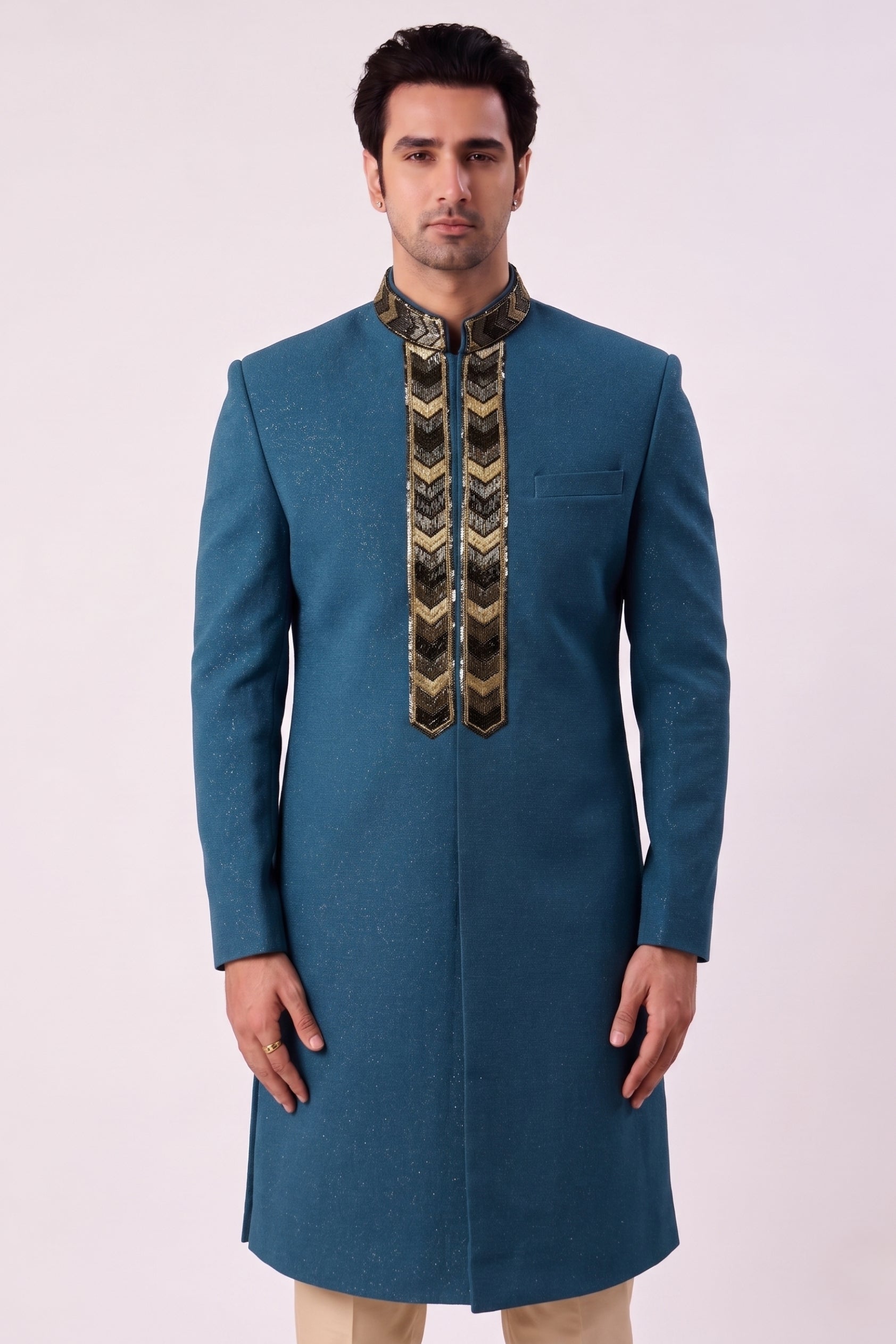 The Teal Chevron Sherwani