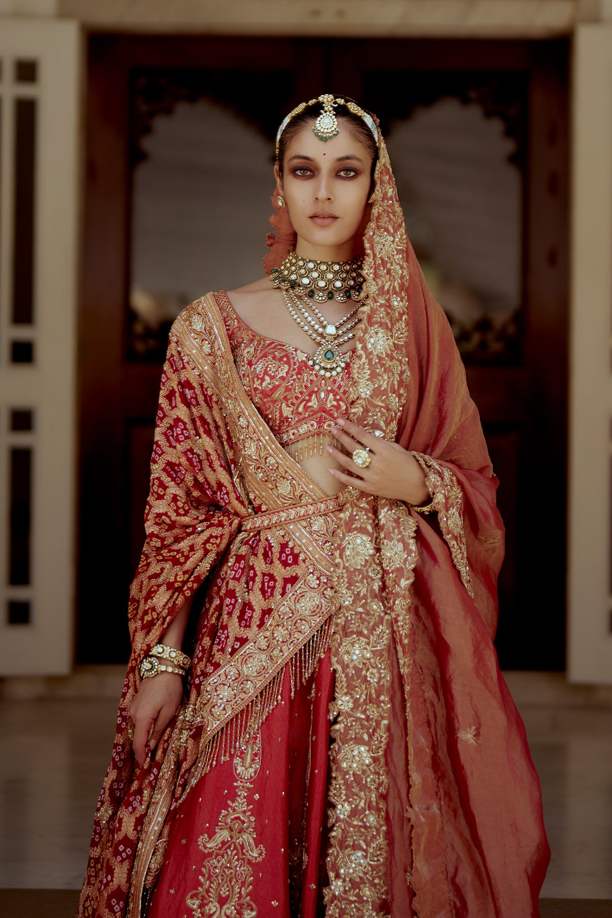 Traditional Crimson Bridal Lehenga