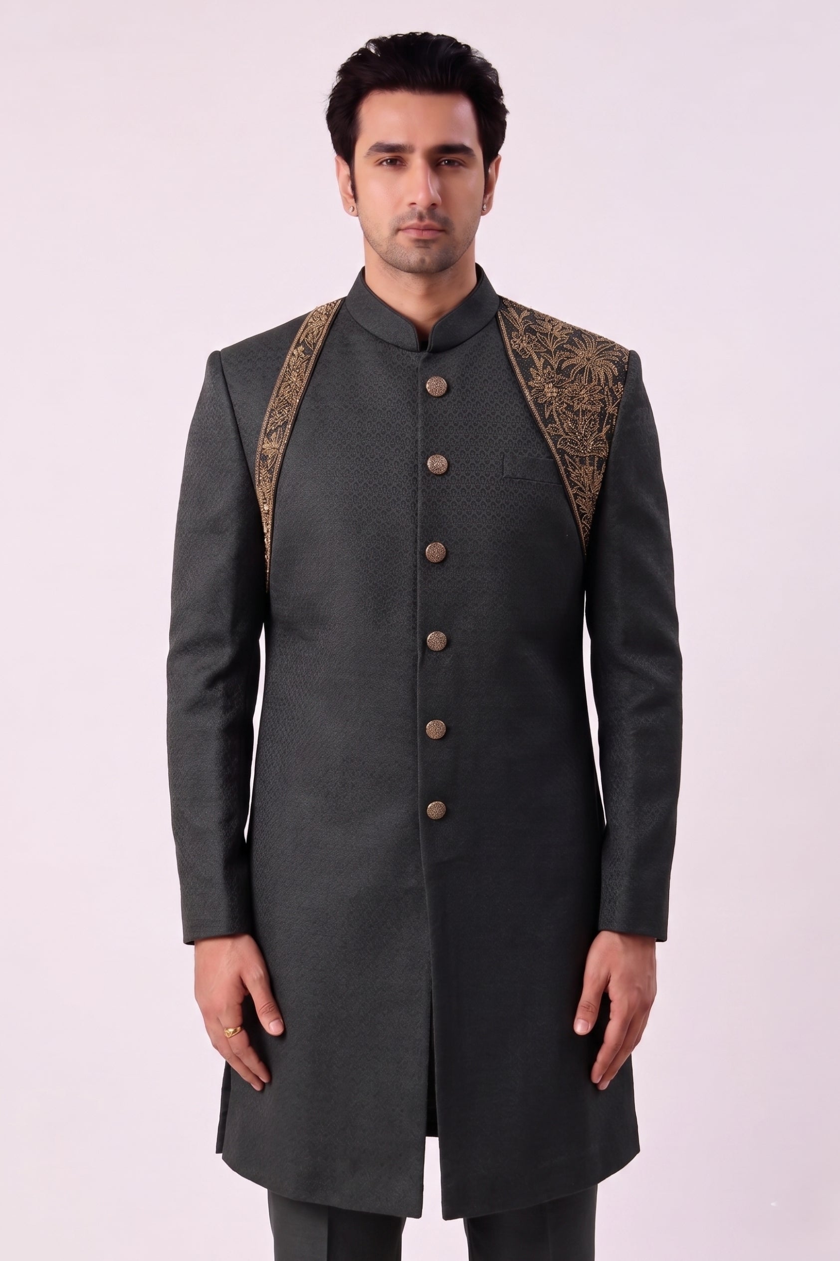 The Forest Green Shoulder Sherwani