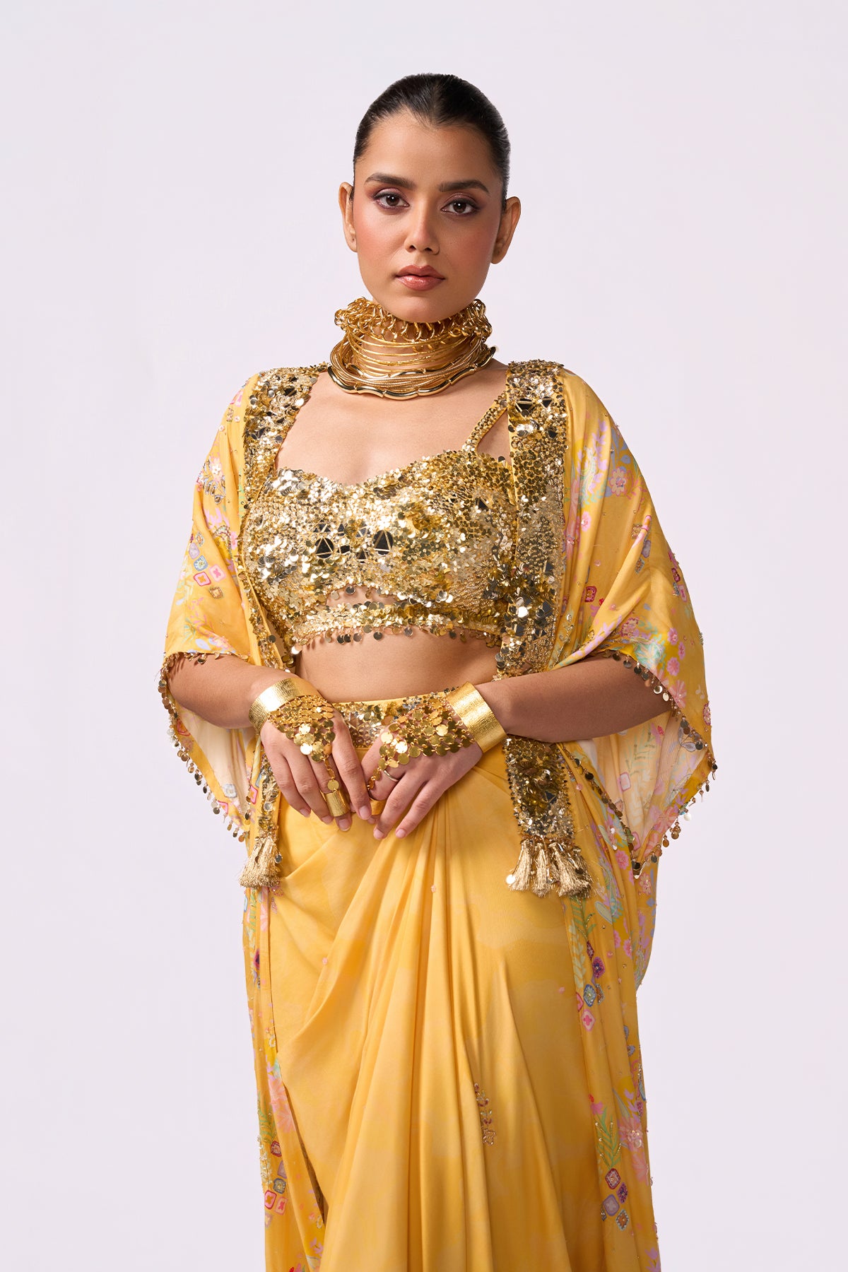 Yellow Drape Saree