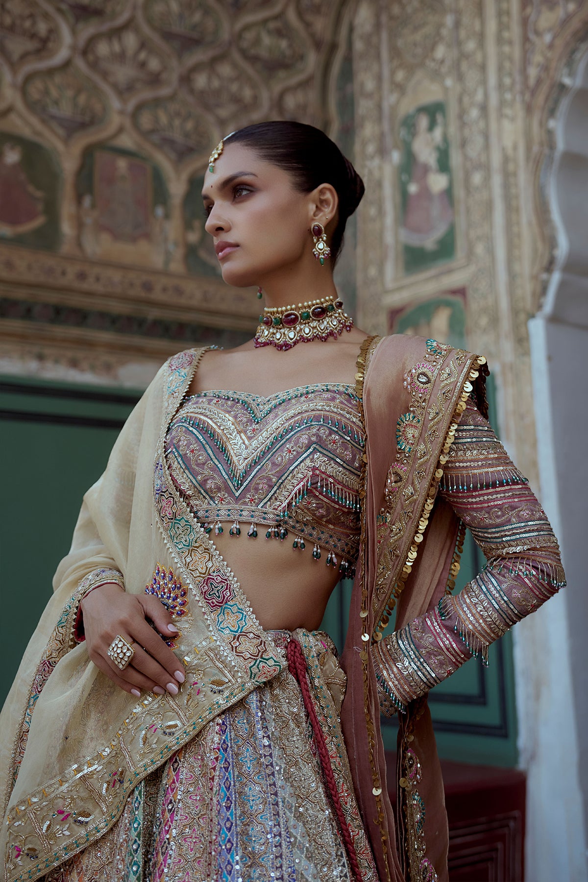 The Heritage Spectrum a Multi-Color Bridal Lehenga