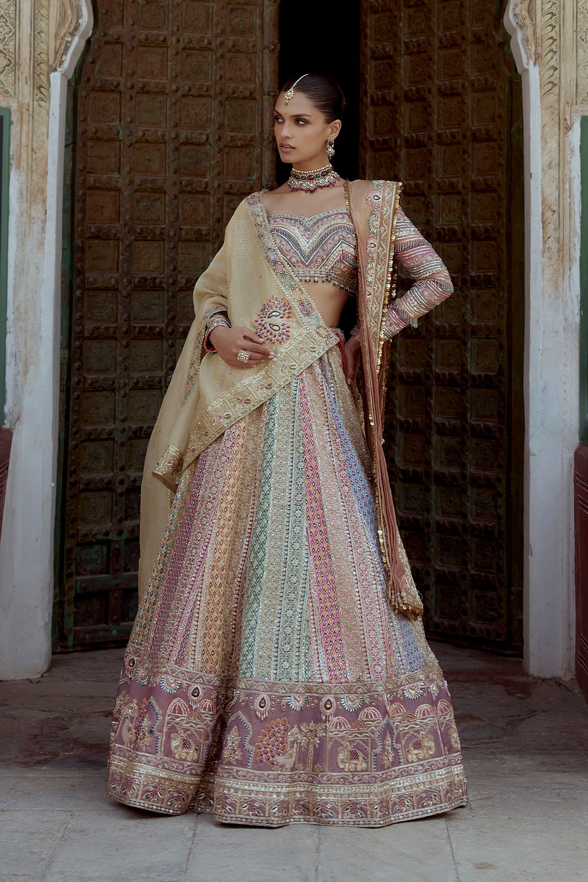 The Heritage Spectrum a Multi-Color Bridal Lehenga
