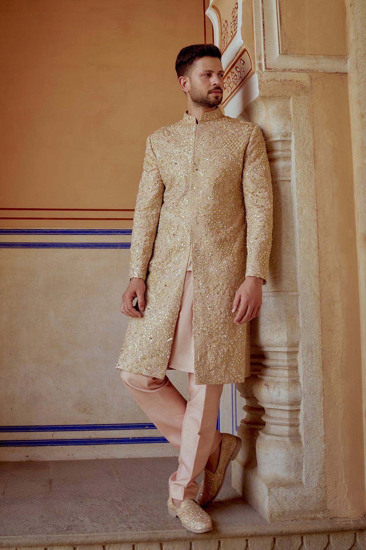 Gold Tapestry Sherwani Set