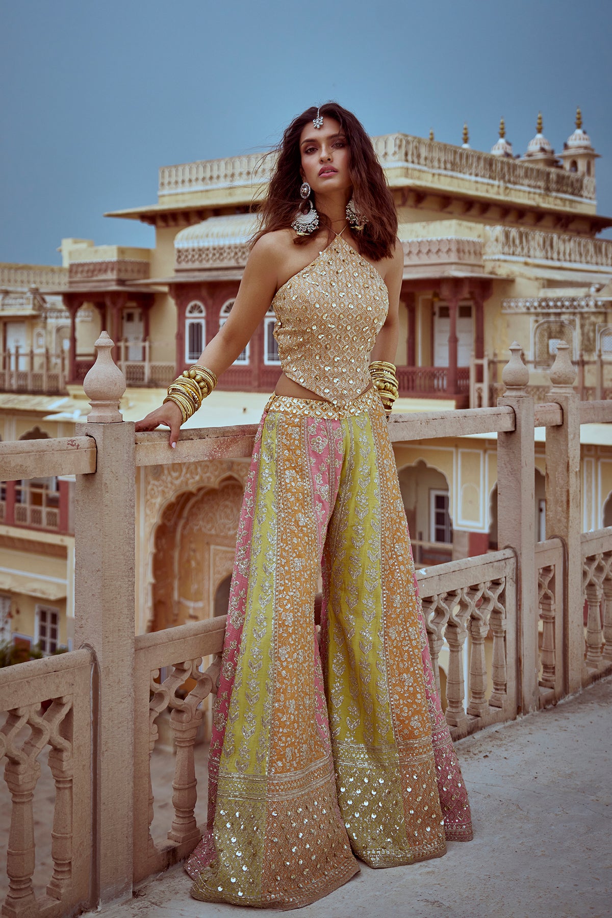 The Gilded Sunset Ensemble Sharara Set