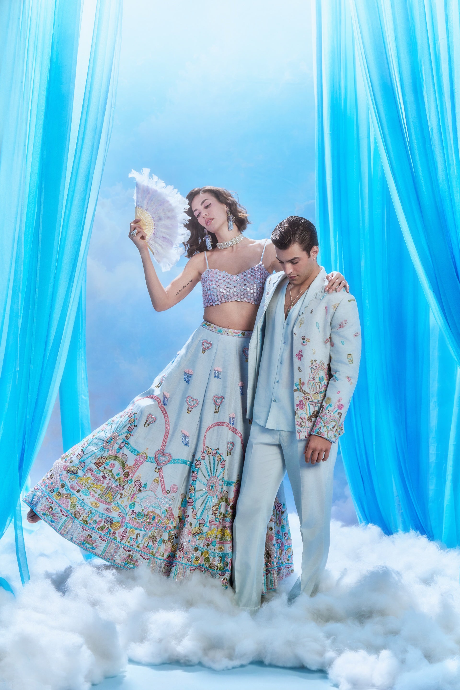 Sky Carnival Sequin Lehenga