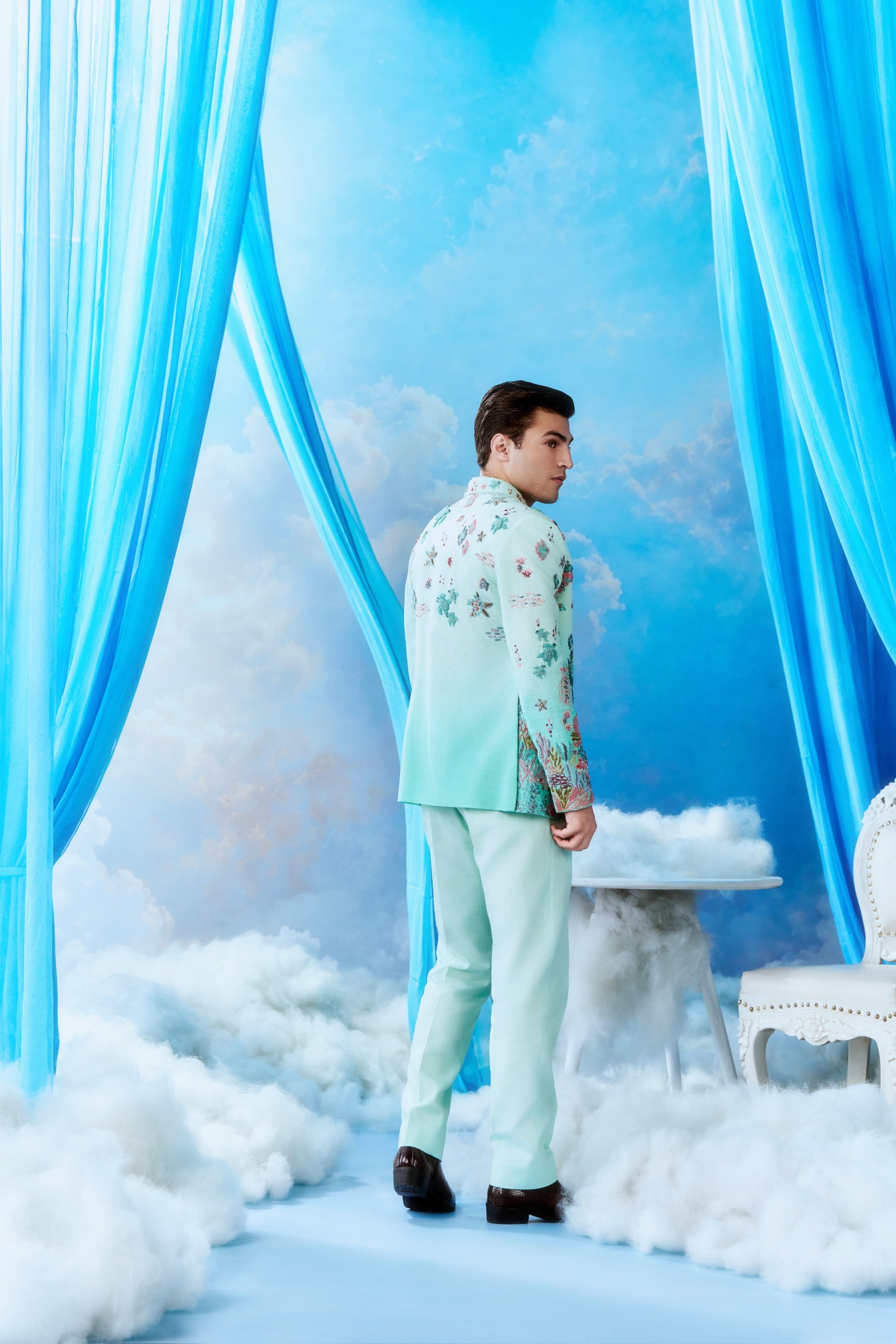 Mint Ocean World Embroidered Bomber Set
