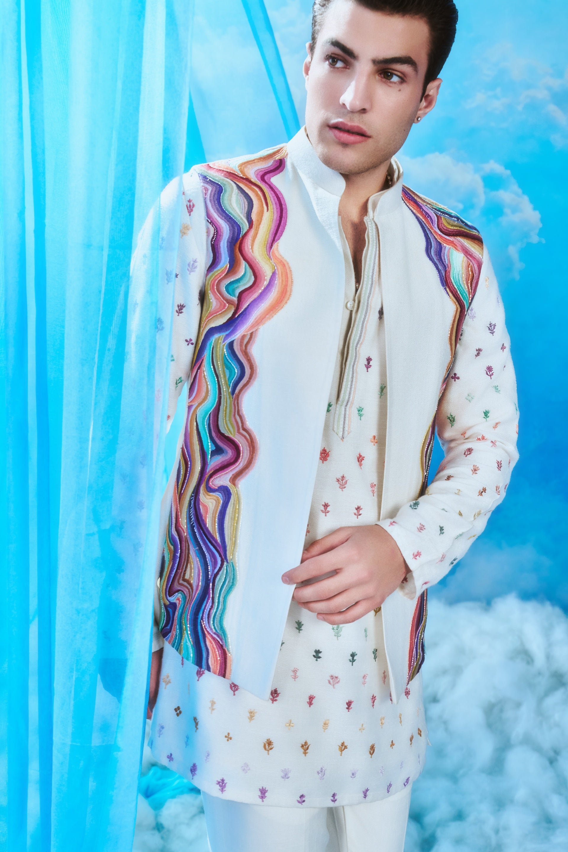 Where Ivory Meets the Rainbow — Nehru Jacket & Kurta Set