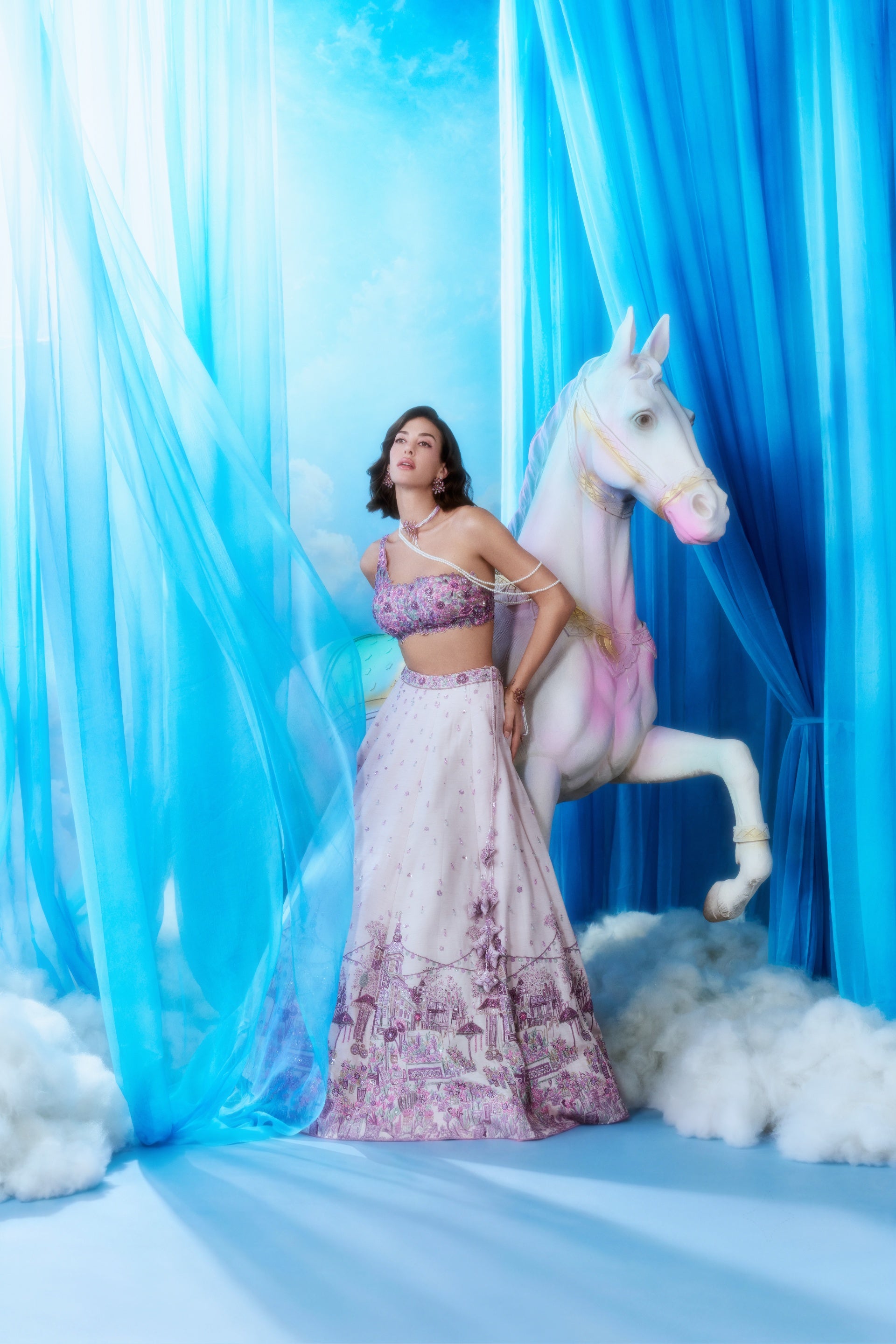 Lilac Garden City Embroidered Lehenga Set - full look standing