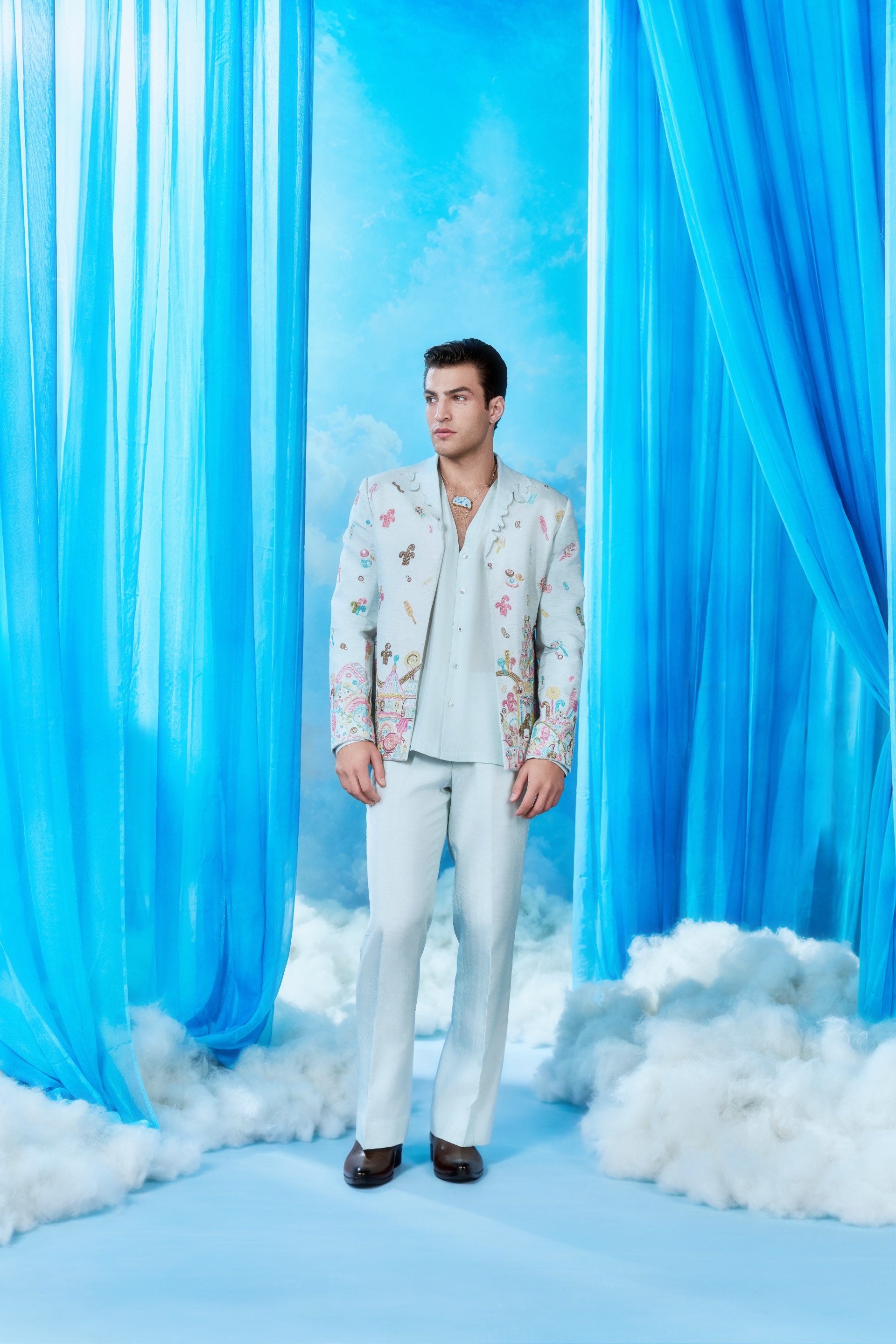 Candy Carnival Embroidered Jacket Suit - full look front
