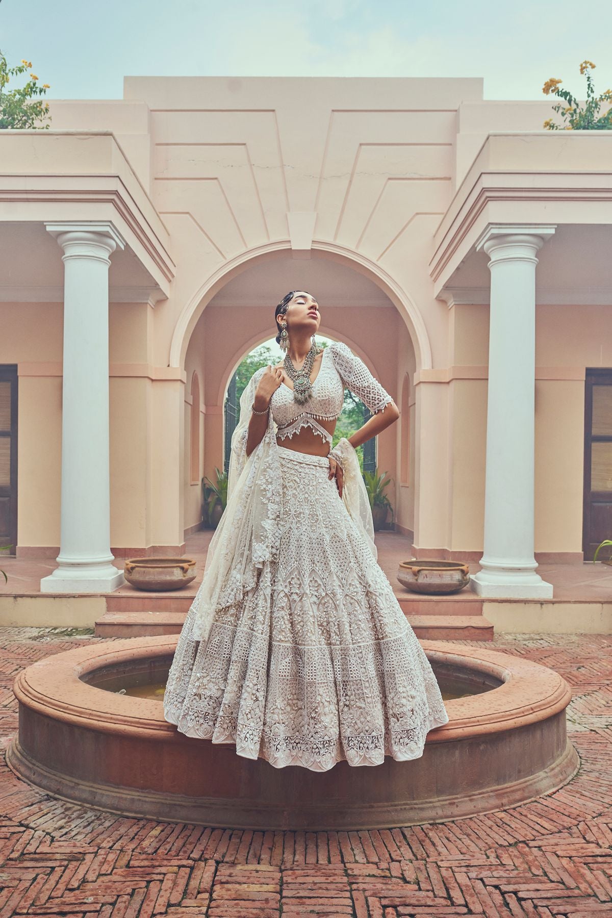 Ivory Embellished Lehenga