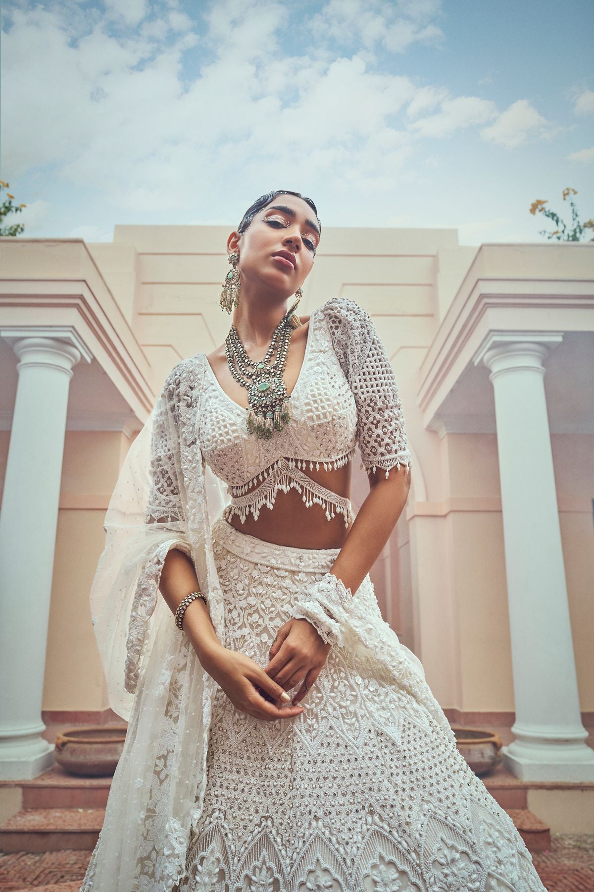 Ivory Embellished Lehenga