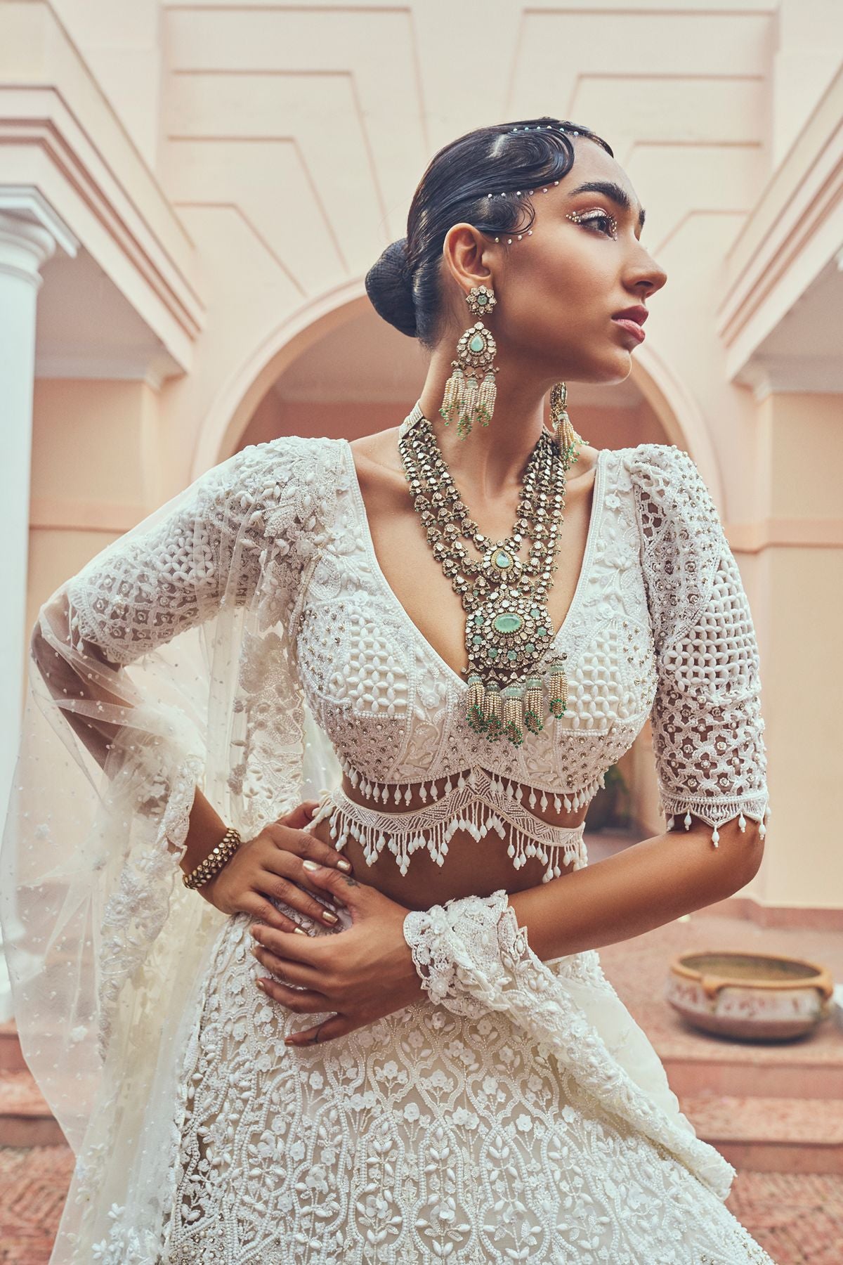 Ivory Embellished Lehenga