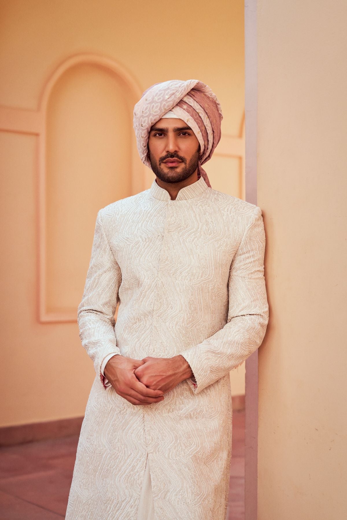 Soft Pink Cut-Dana Embroidery Sherwani