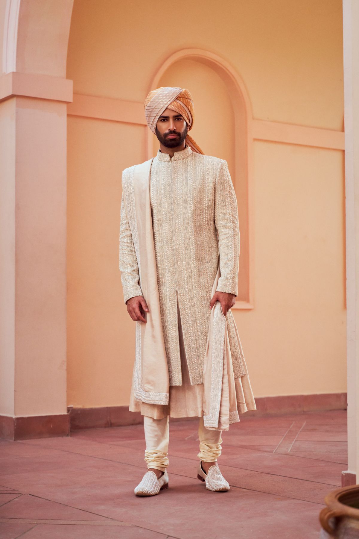 Soft Pink Cut-Dana Embroidery Sherwani