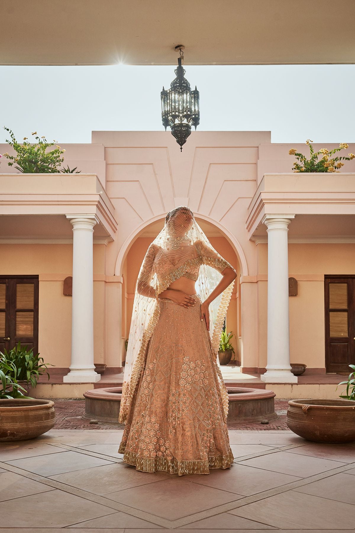 Peach Declutter Lehenga