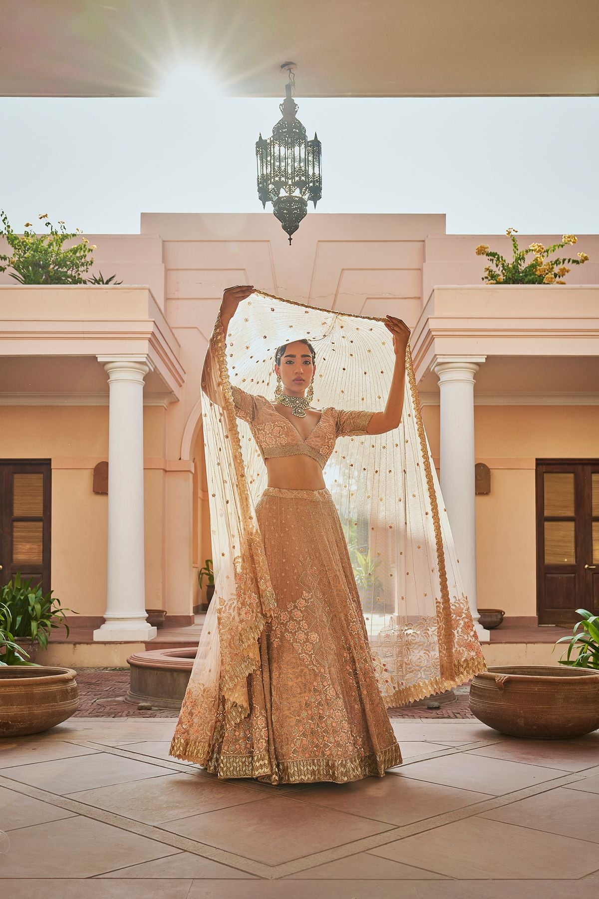 Peach Declutter Lehenga