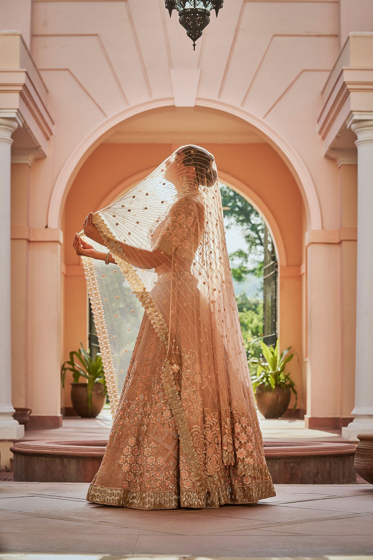 Peach Declutter Lehenga