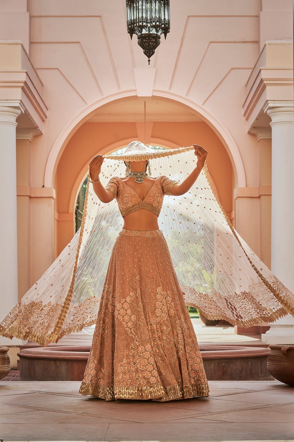 Peach Declutter Lehenga
