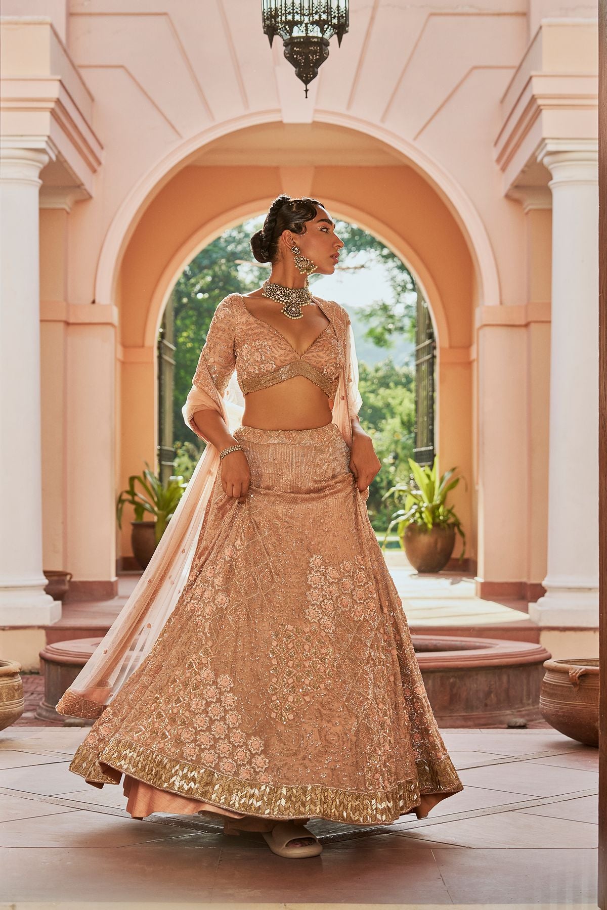 Peach Declutter Lehenga