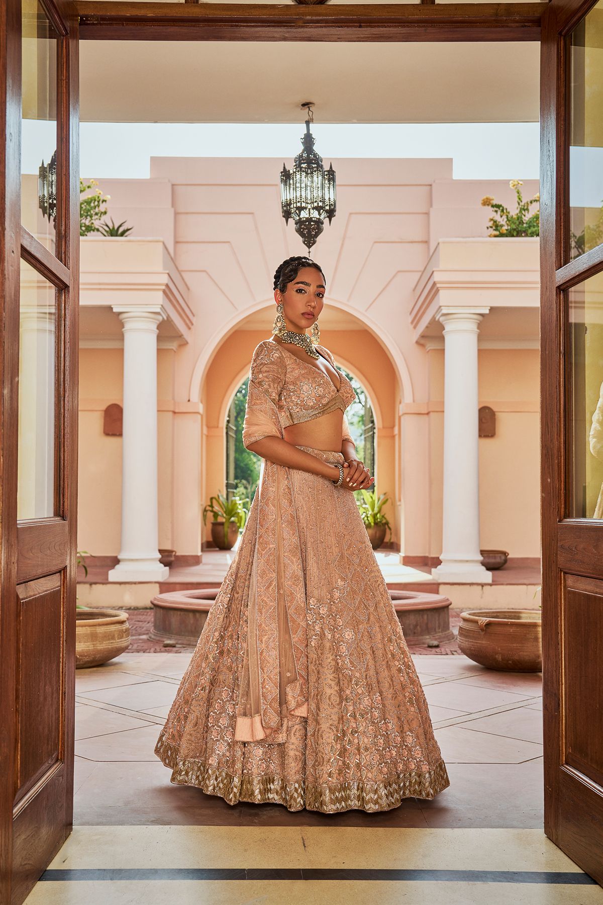 Peach Declutter Lehenga