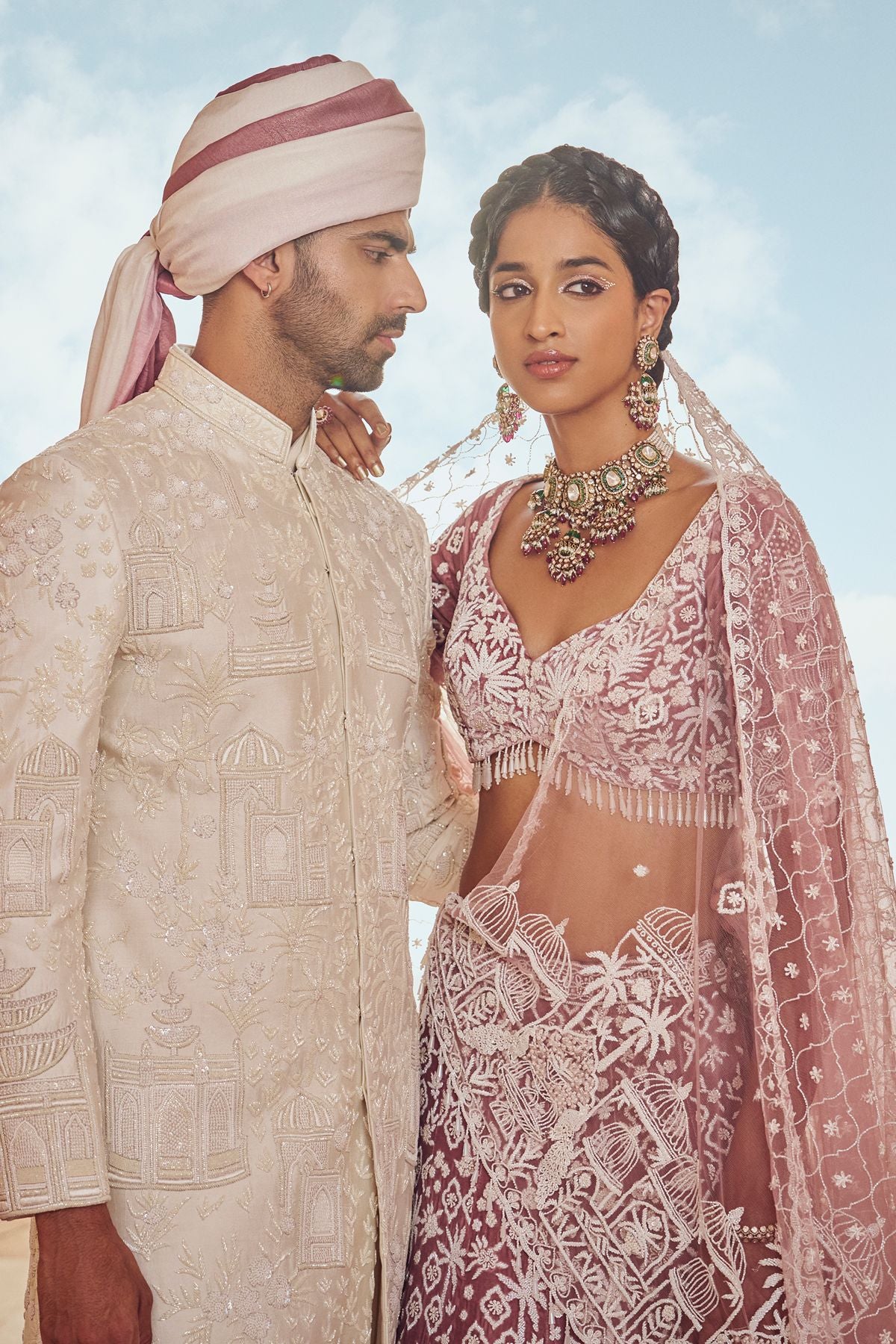 Mauve Royal Garden Lehenga