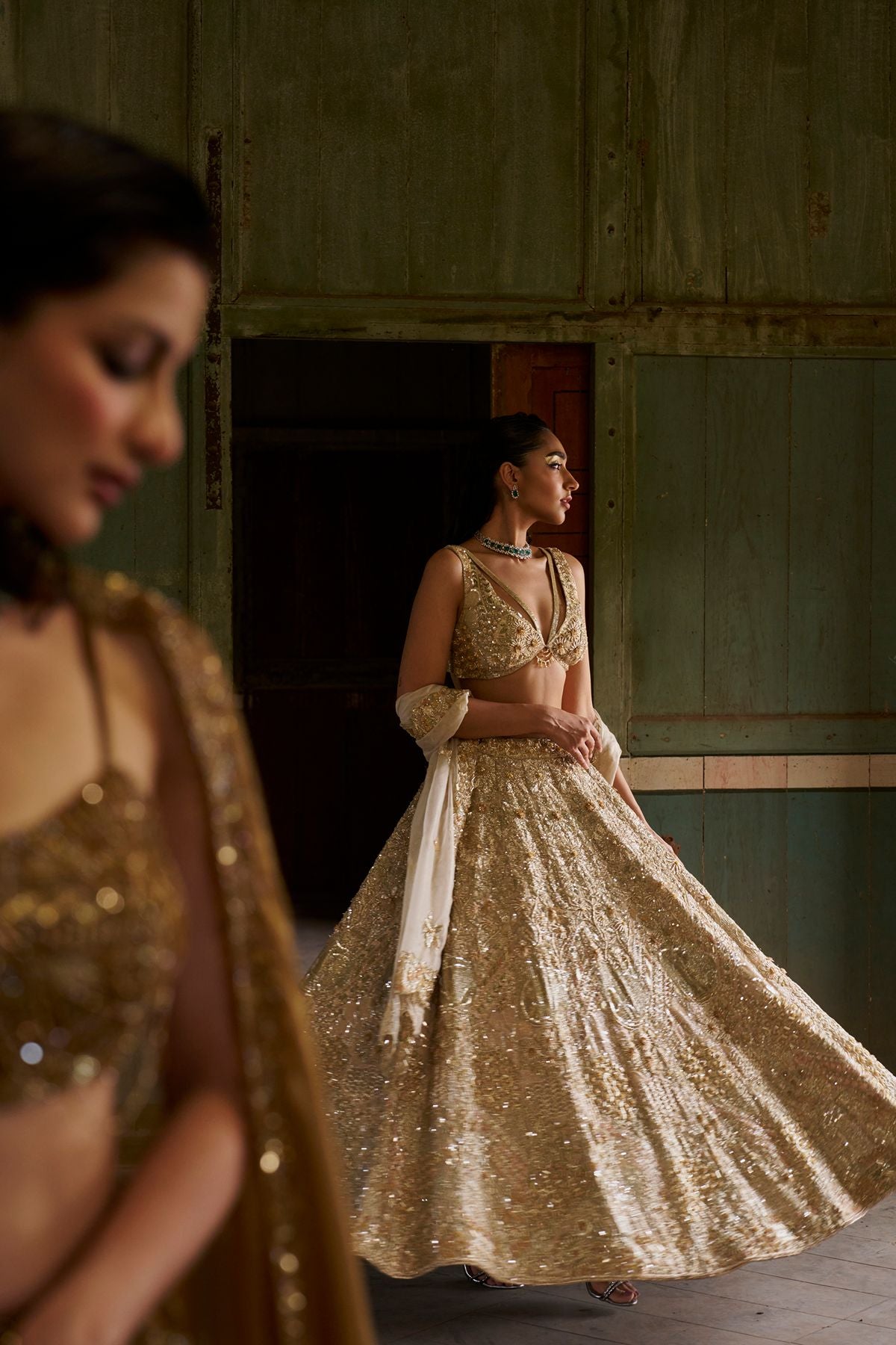 Gold Declutter Lehenga