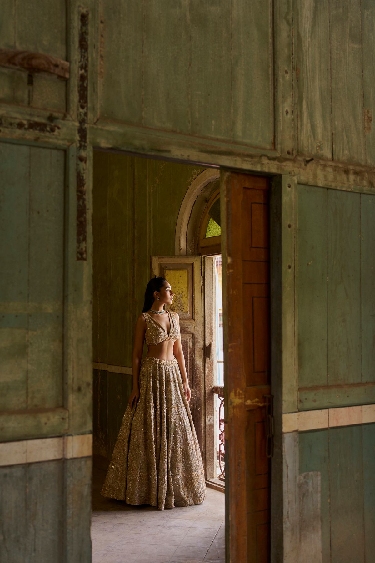 Gold Declutter Lehenga