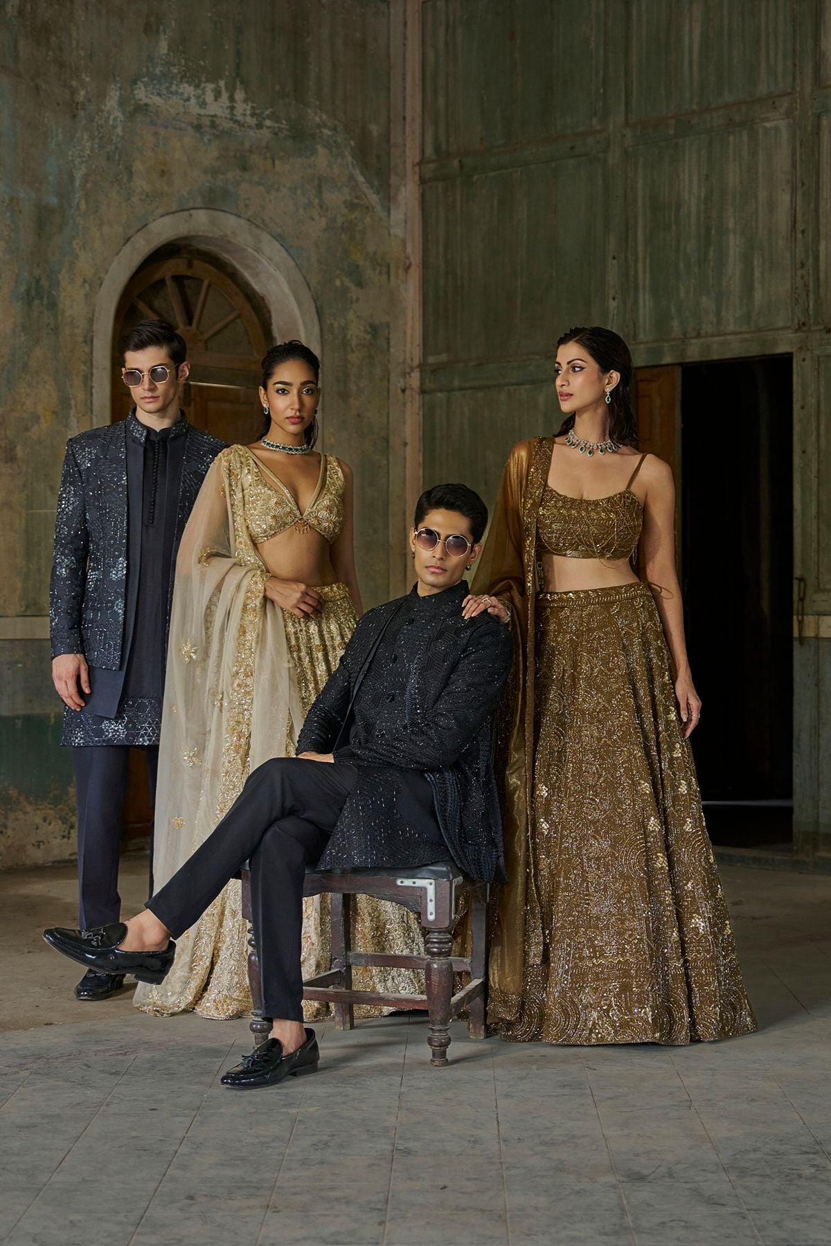 Gold Declutter Lehenga