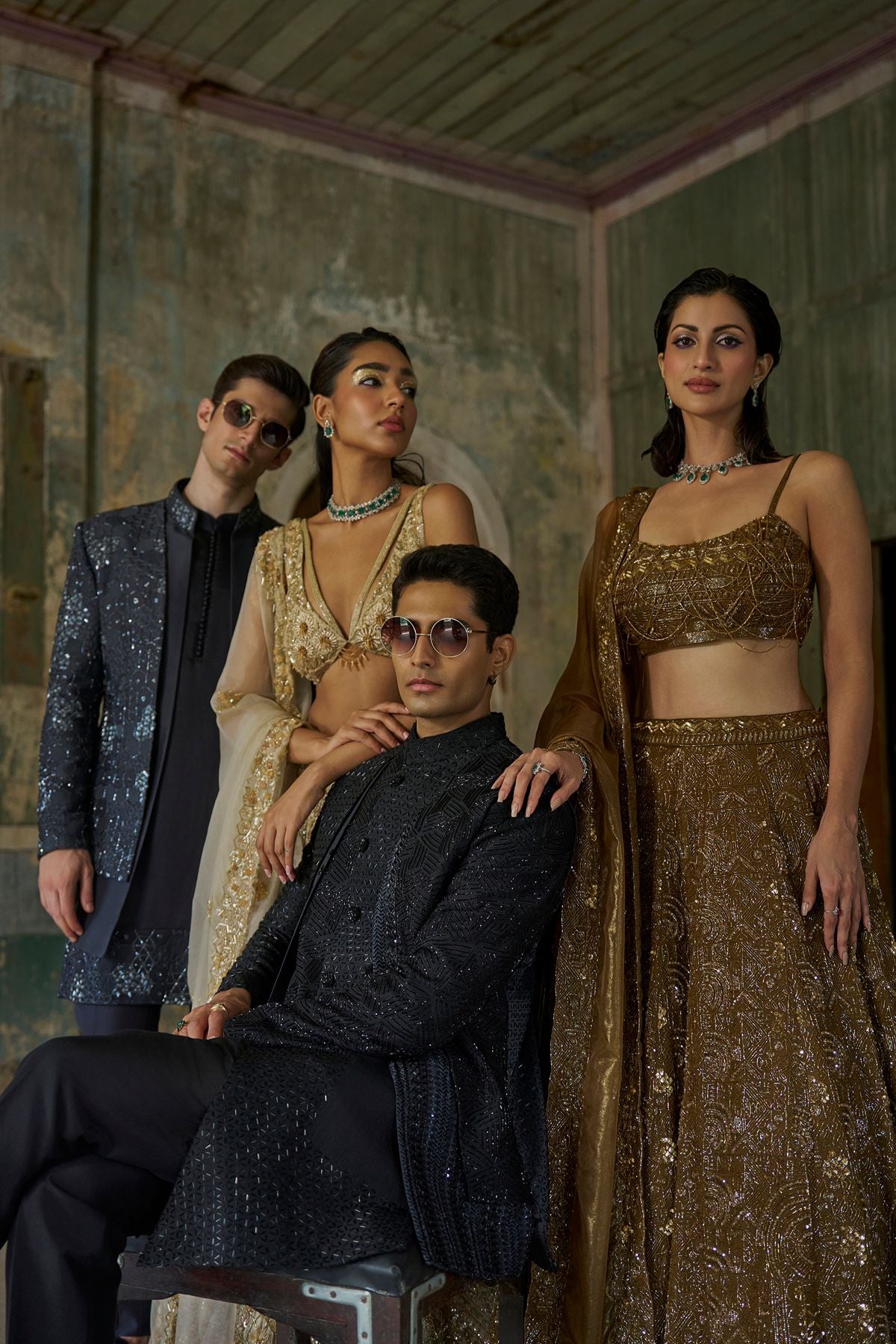 Gold Declutter Lehenga