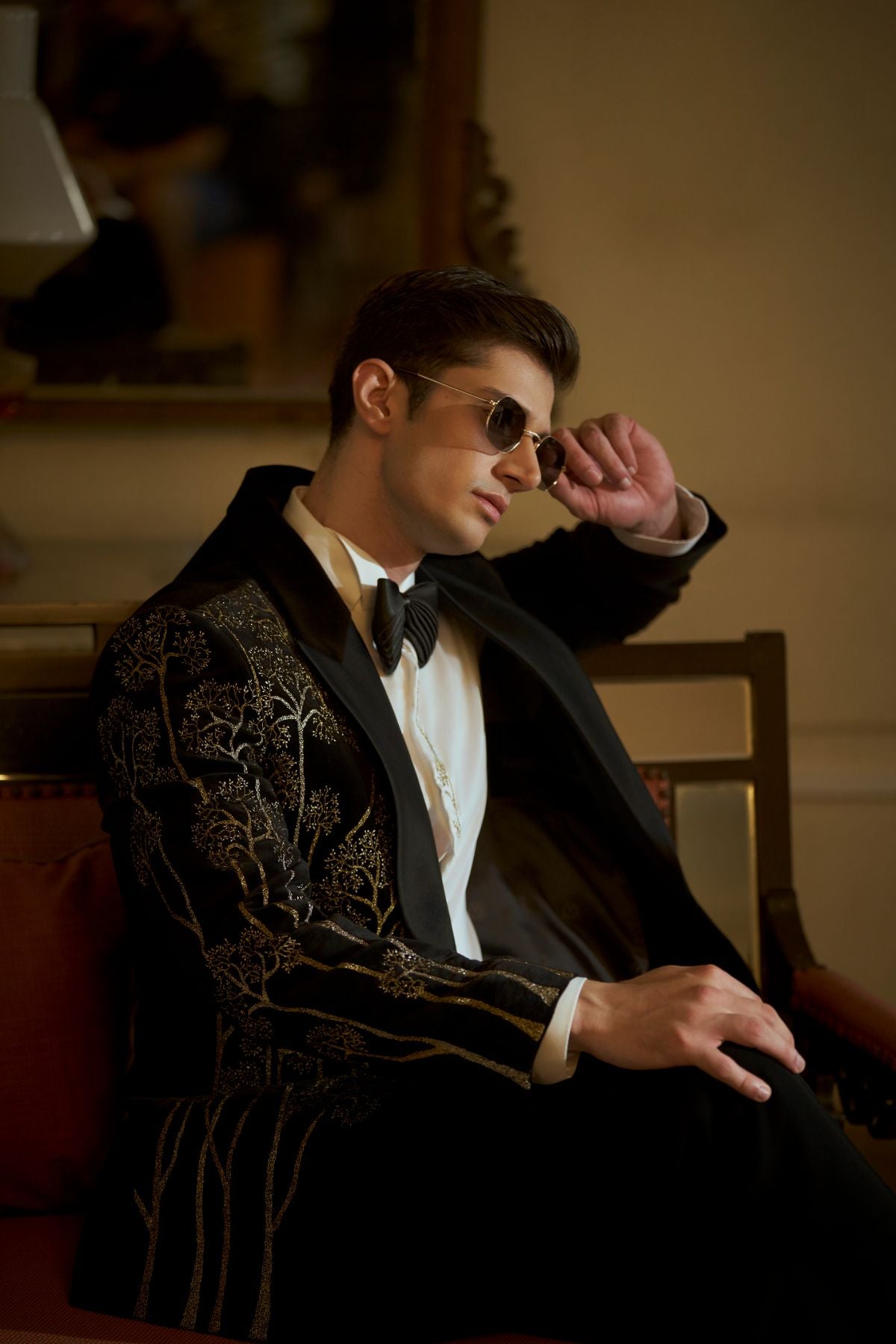Black and Gold Embroidered Tuxedo