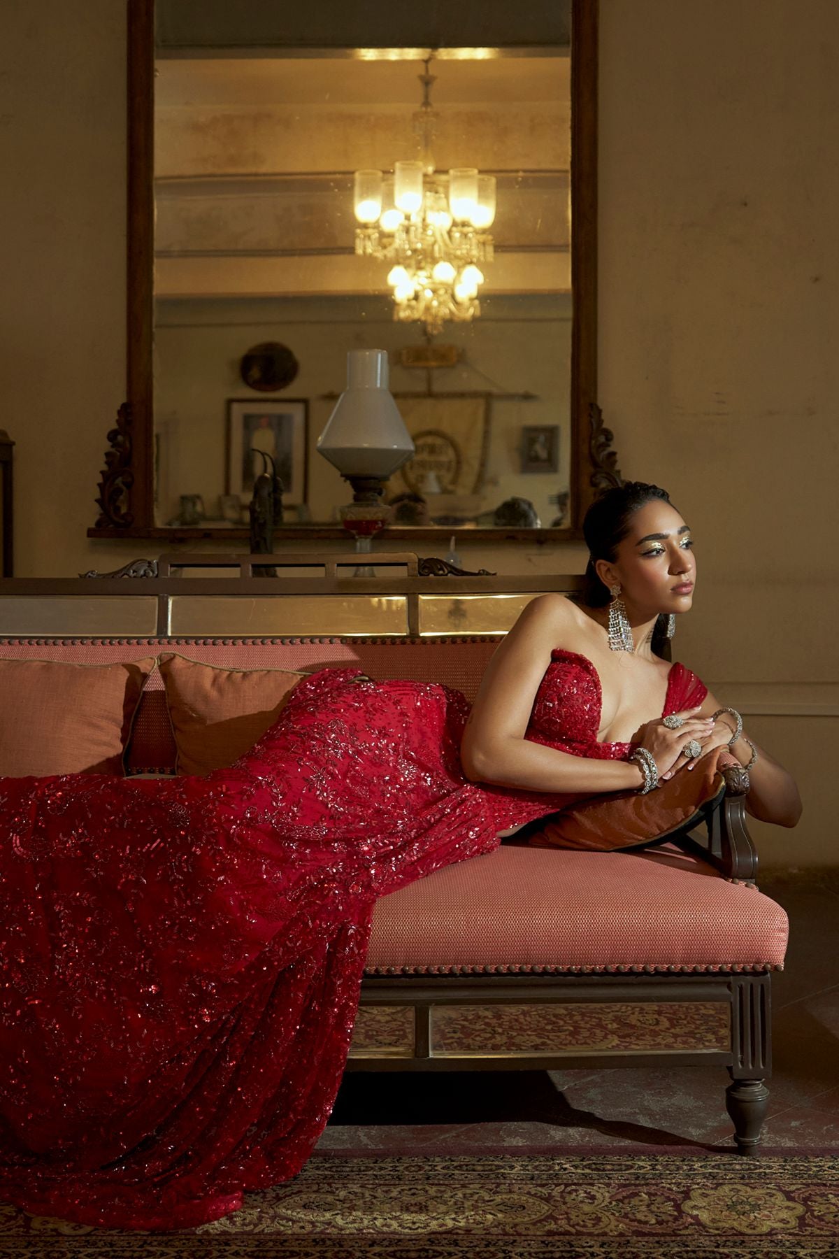 Red Heavy Embroidered Saree