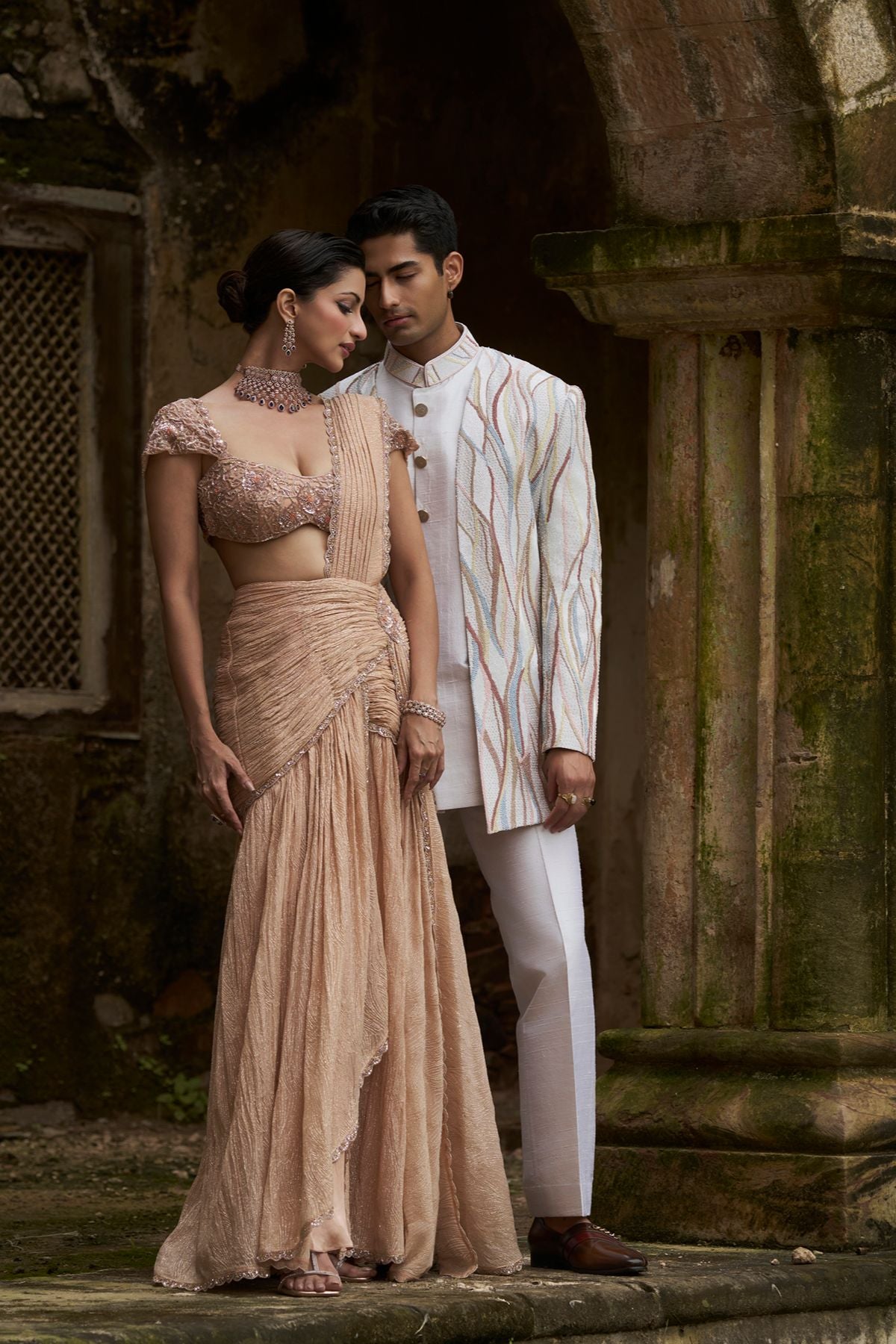 Peach Drape Saree