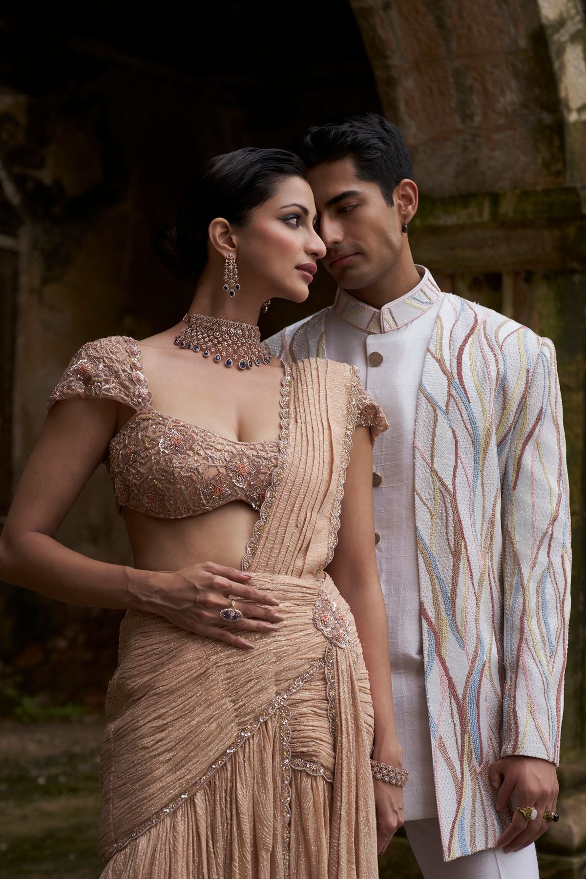 Peach Drape Saree