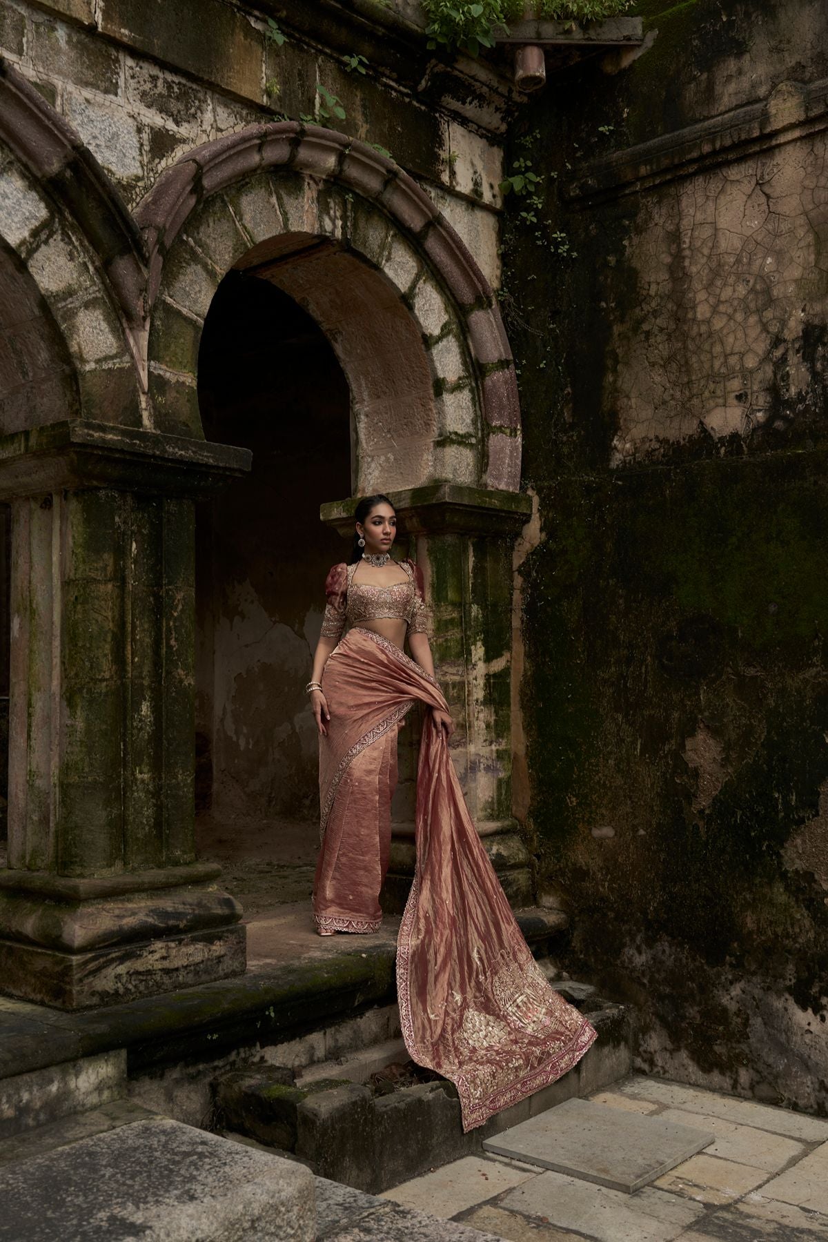 Red Tissue Jharokha Saree