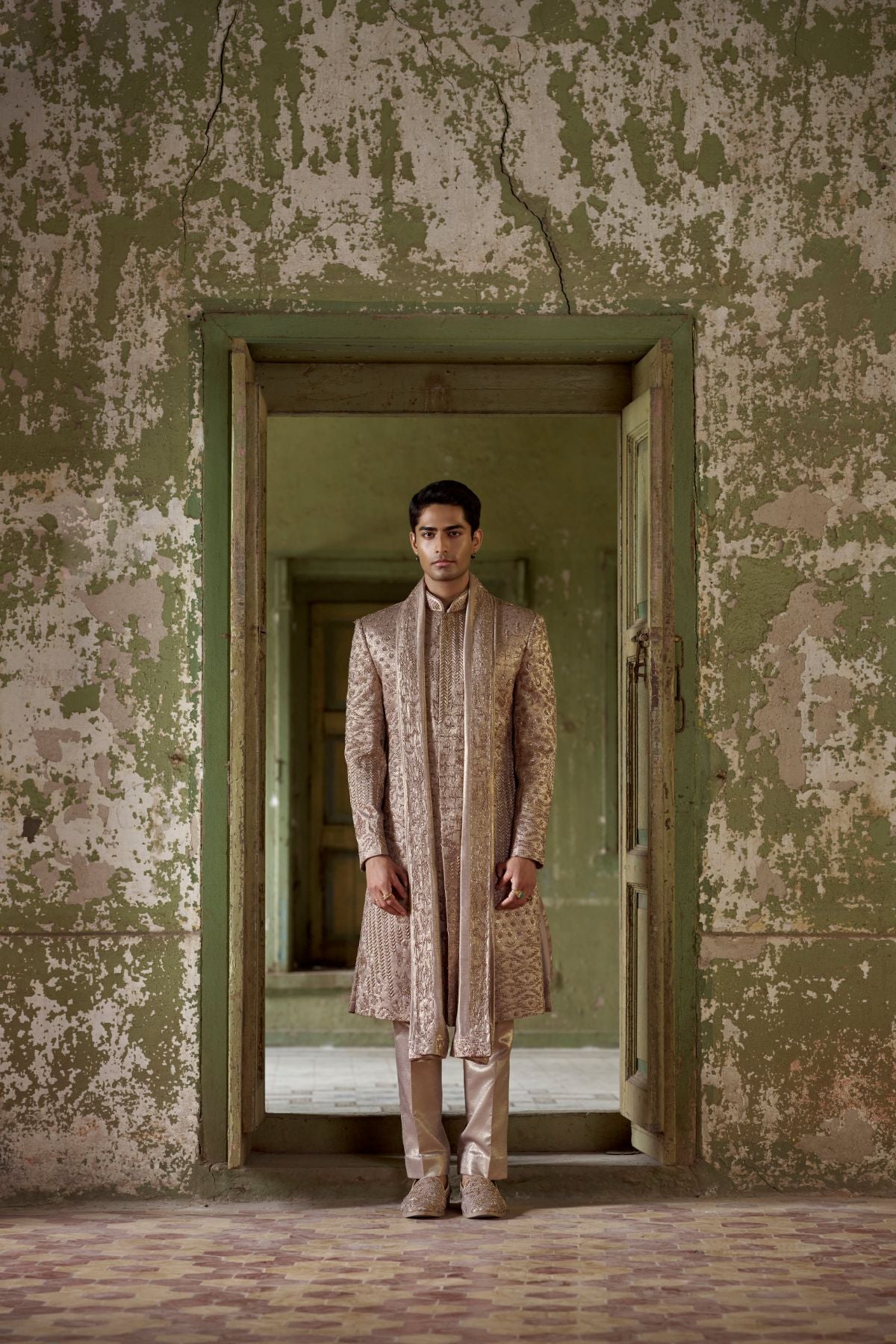 Copper Tissue Signature Zardozi Sherwani